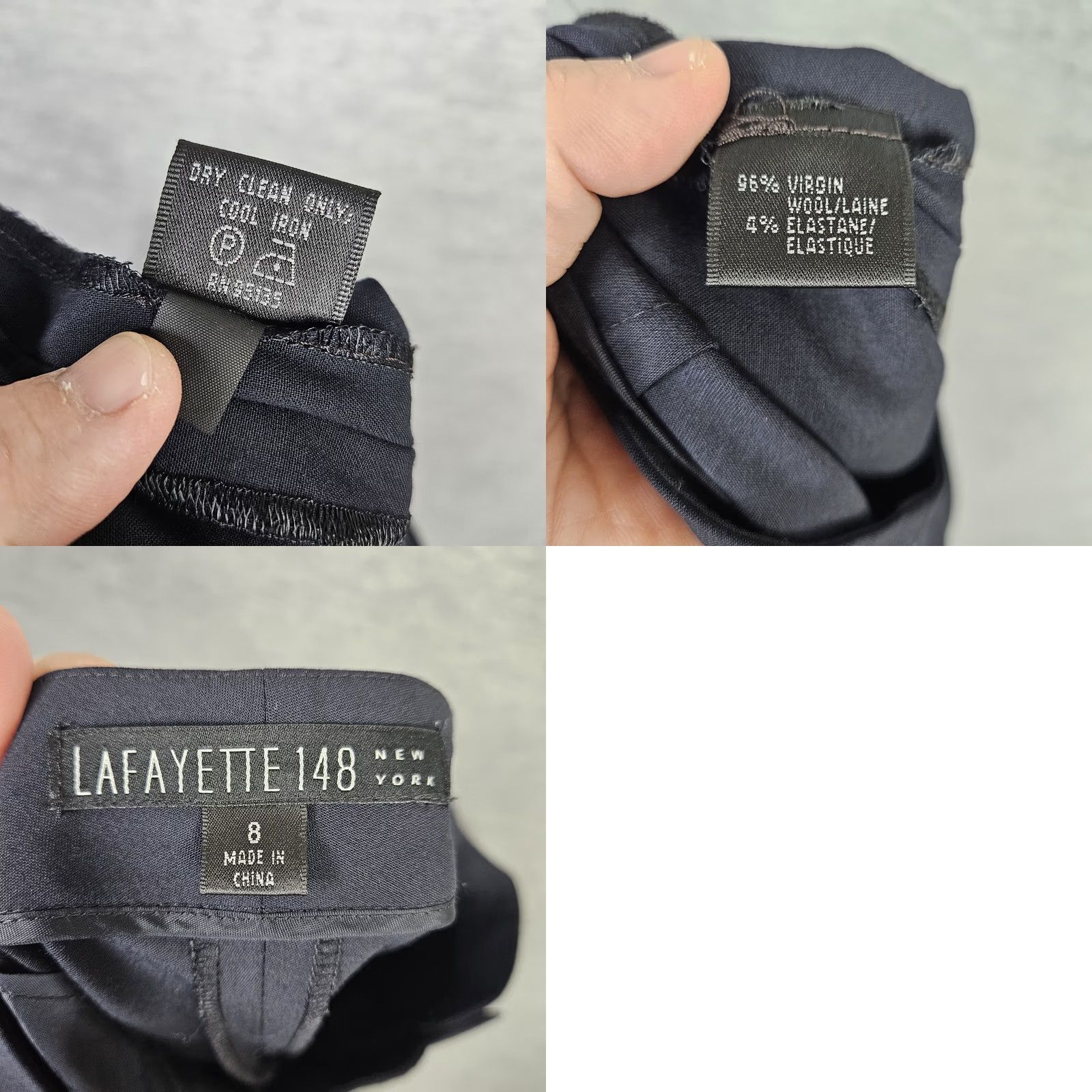 Vintage LAFAYETTE 148 Women’s Gray Straight Leg Dress Pants Size 8 Regular Wool Elastane Button Front Front Rise Mid Casual Womens Size 30" / US 8 / IT 44 - 8 Thumbnail