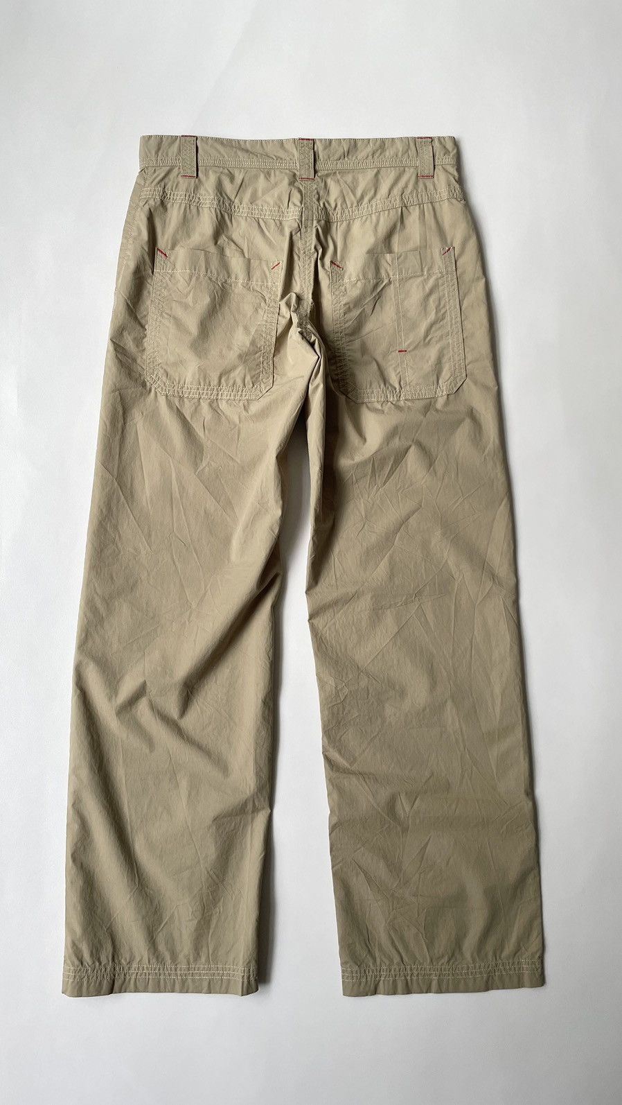 image of Comme Des Garcons x Dover Street Market Beige Crinkle Cotton Utility Trousers, Men's (Size 34)