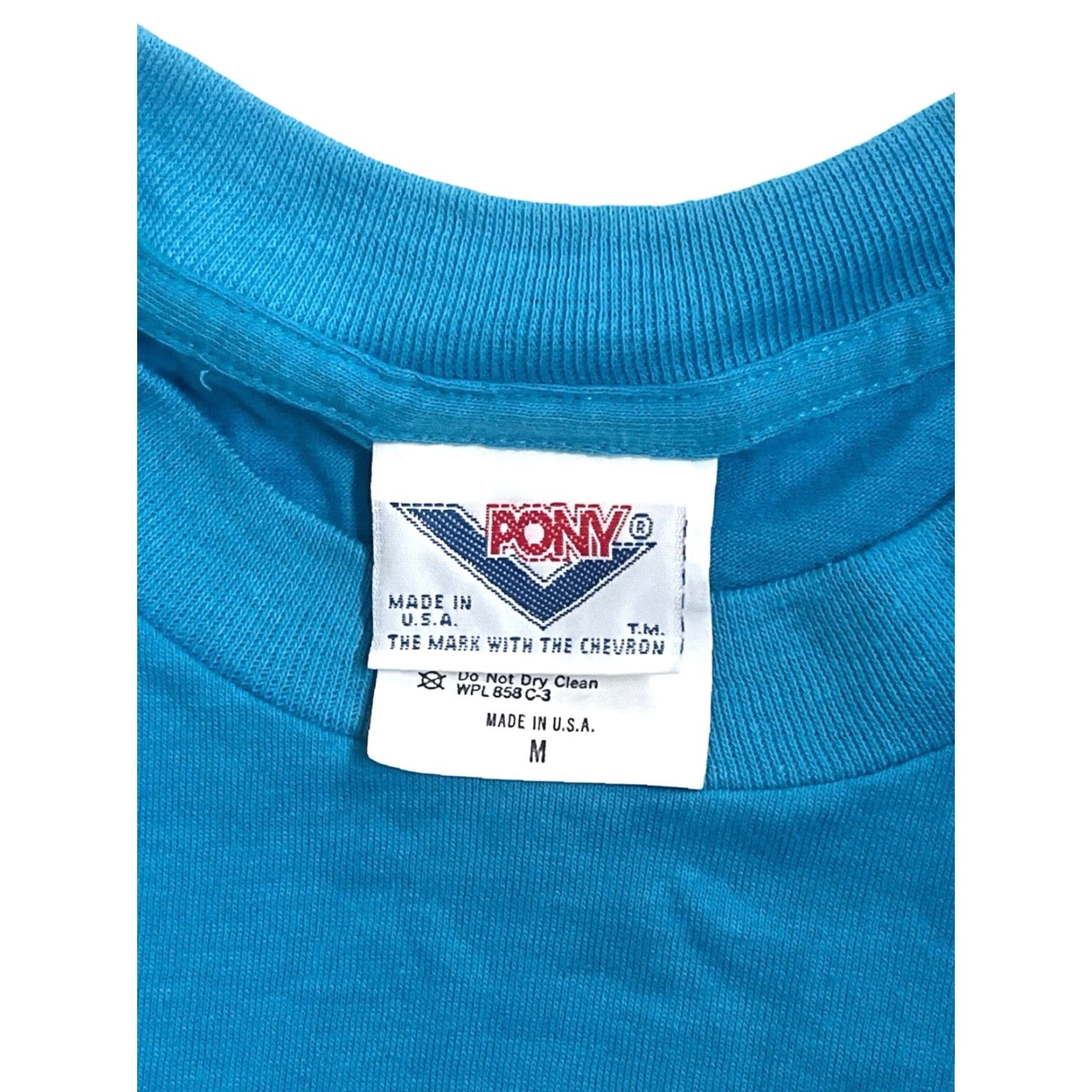 PONY VINTAGE PONY T-Shirt Mens M Blue 90s Deadstock NWT Cotton Blend Crew Neck 28" Long 17.5" Across 7" Sleeves Made in USA Size US M / EU 48-50 / 2 - 5 Thumbnail