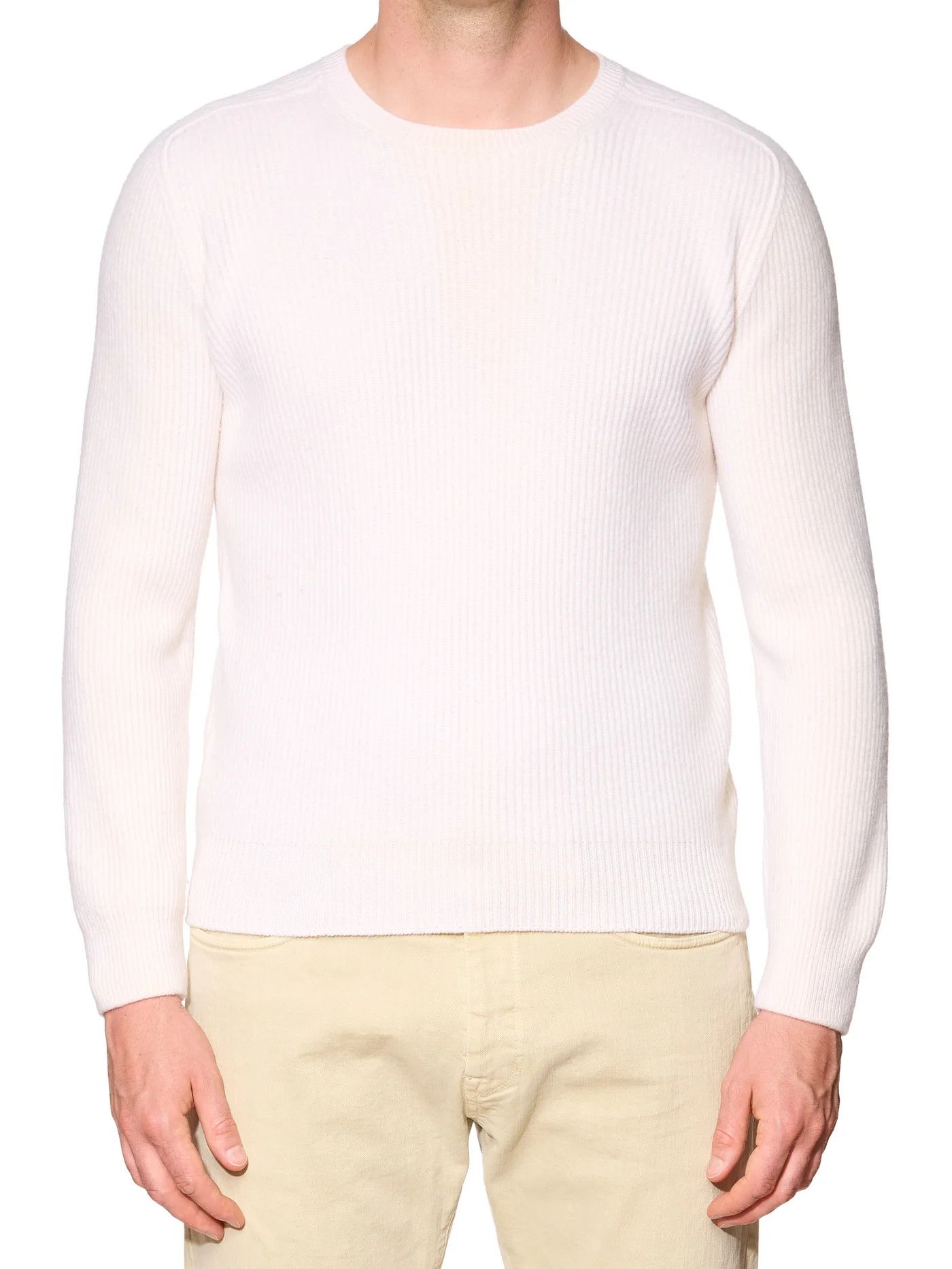 Gran Sasso GRAN SASSO Cream Virgin Wool-Cashmere-Viscose Knit Sweater Size US M / EU 48-50 / 2 - 1 Thumbnail