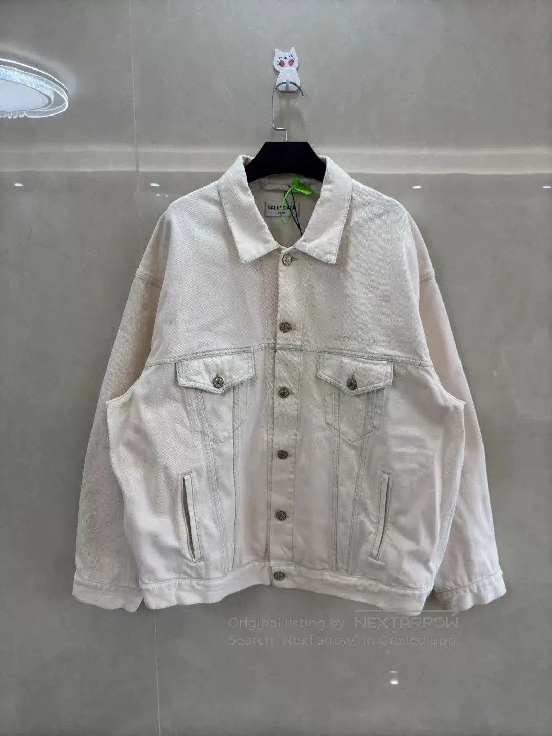 Balenciaga balenciaga white denim jacket with logo. Size US XS / EU 42 / 0 - 1 Thumbnail