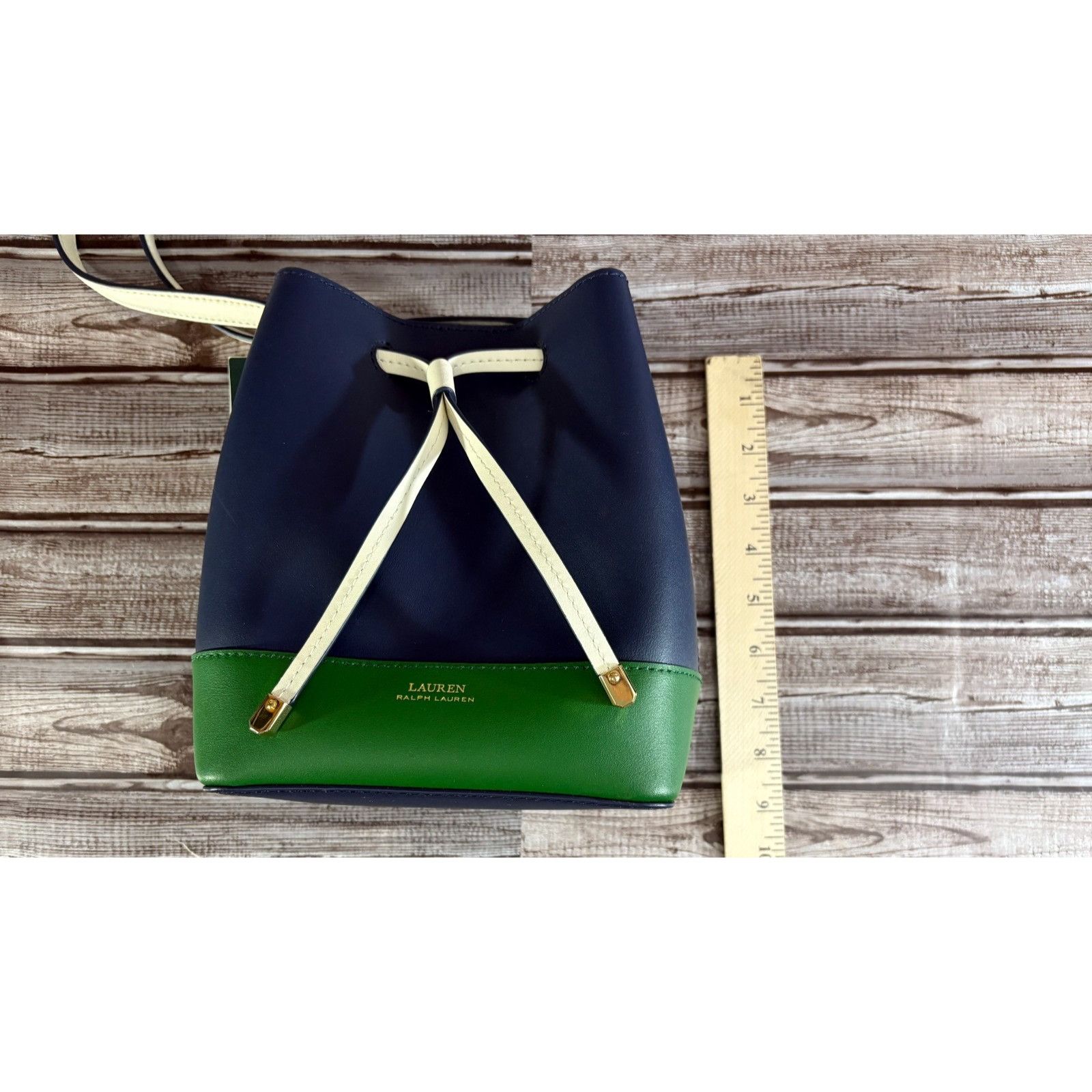 Lauren Ralph Lauren Lauren Ralph Lauren Leather Dryden Drawstring Bag color navy Size ONE SIZE - 9 Thumbnail