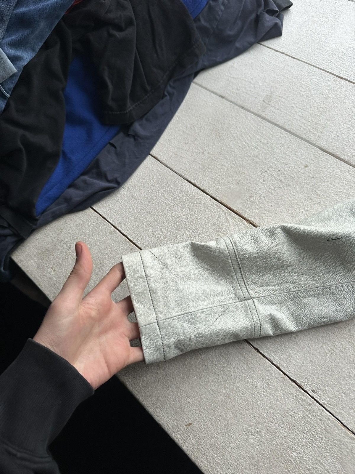 Other 🚨Y2K RICK OWENS TYPE DIRTY SLIM FIT ZIP LEATHER JACKET Size M / US 6-8 / IT 42-44 - 8 Thumbnail