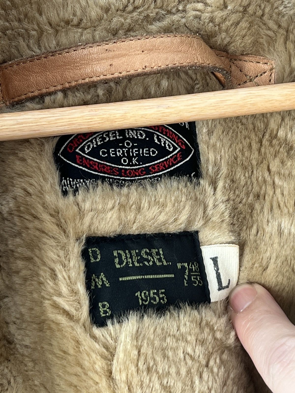 Diesel × Vintage Rare Diesel DMB 1955 Vintage Waxed Cotton & Shearling Jacket Size US L / EU 52-54 / 3 - 13 Thumbnail