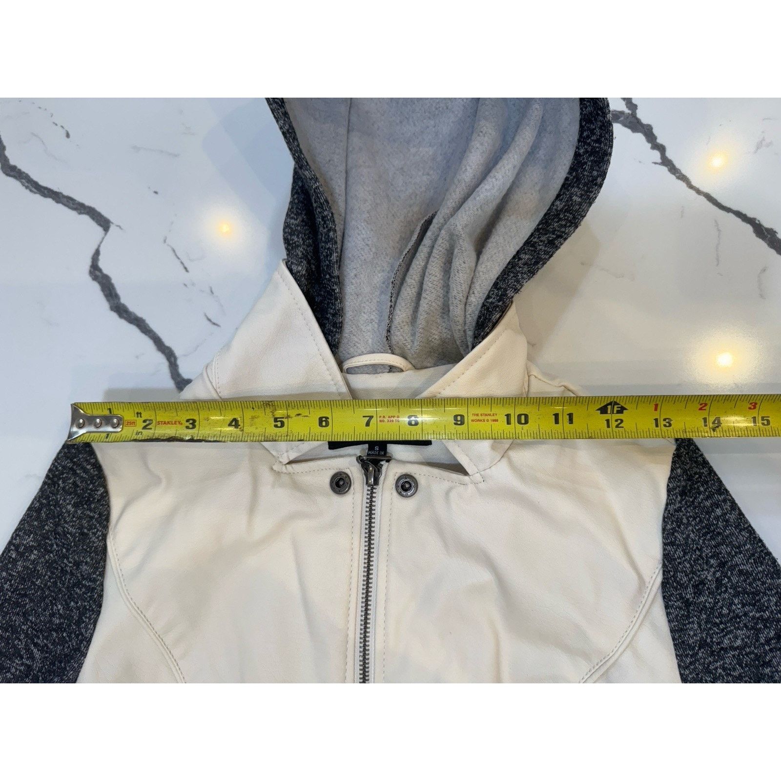 New Look New Look Womens S Hooded Moto Jacket Faux Leather Zip pocket Size S / US 4 / IT 40 - 3 Thumbnail