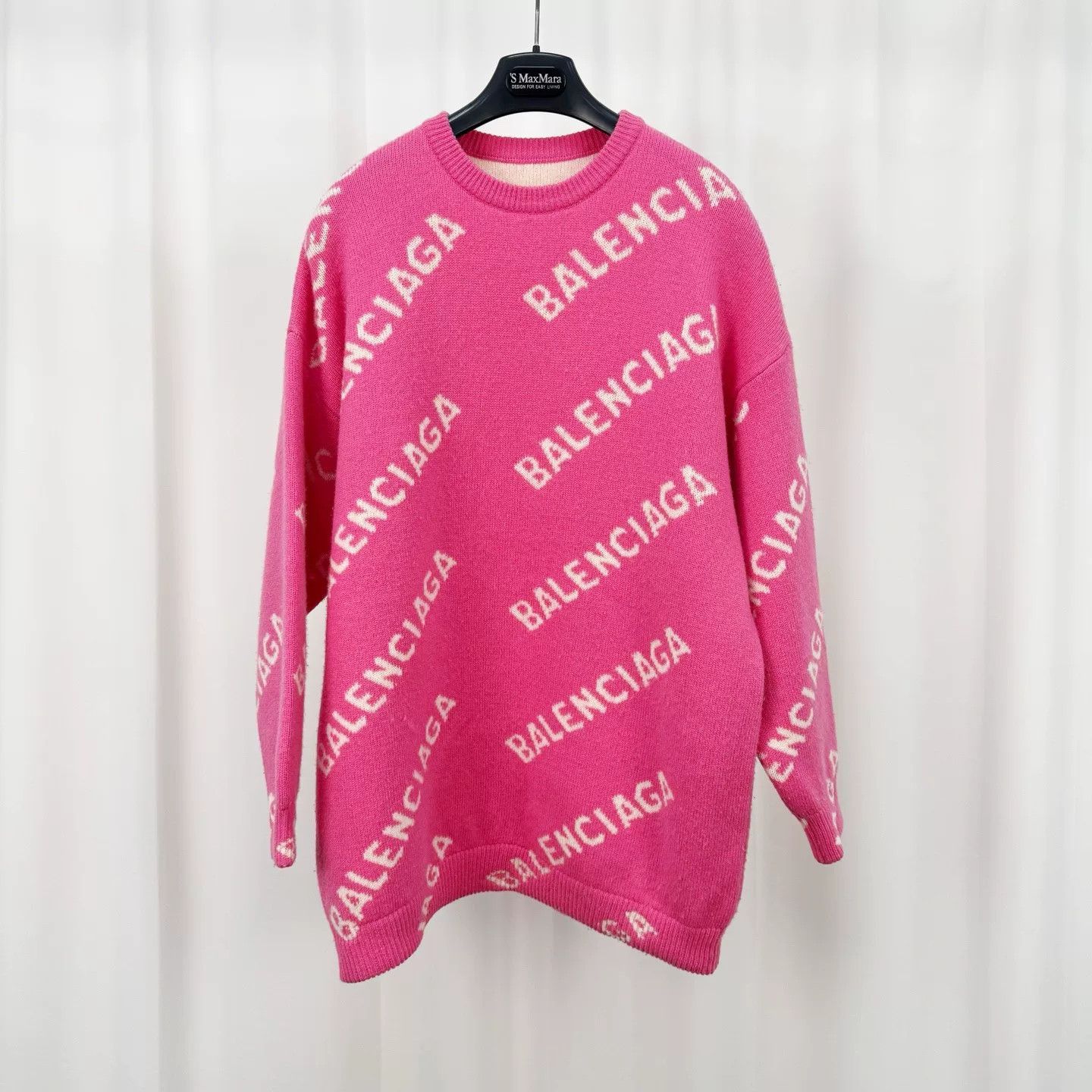 Balenciaga pink balenciaga knit sweater with logo Size M / US 6-8 / IT 42-44 - 1 Thumbnail