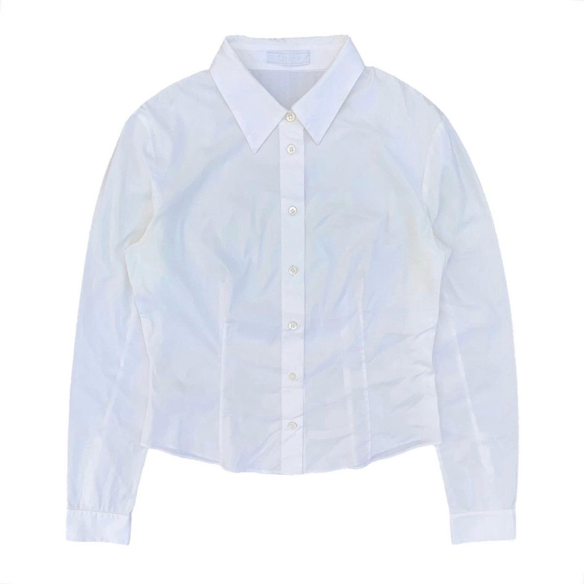 image of Prada Button Up White Shirt, Women's (Size Small)