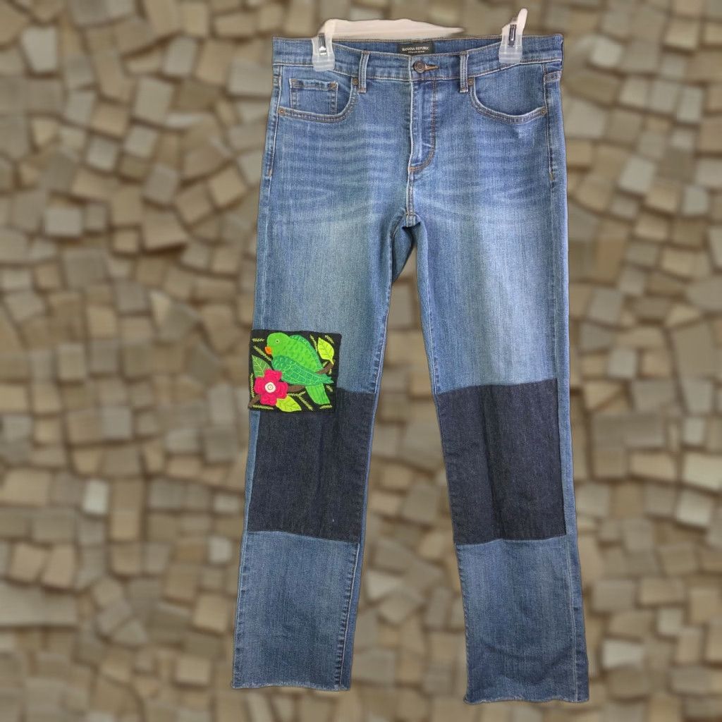 Banana Republic Banana Republic Womens Size 29 Bird Accented Mid Rise Straight Leg Blue Jeans Size 29" - 1 Thumbnail