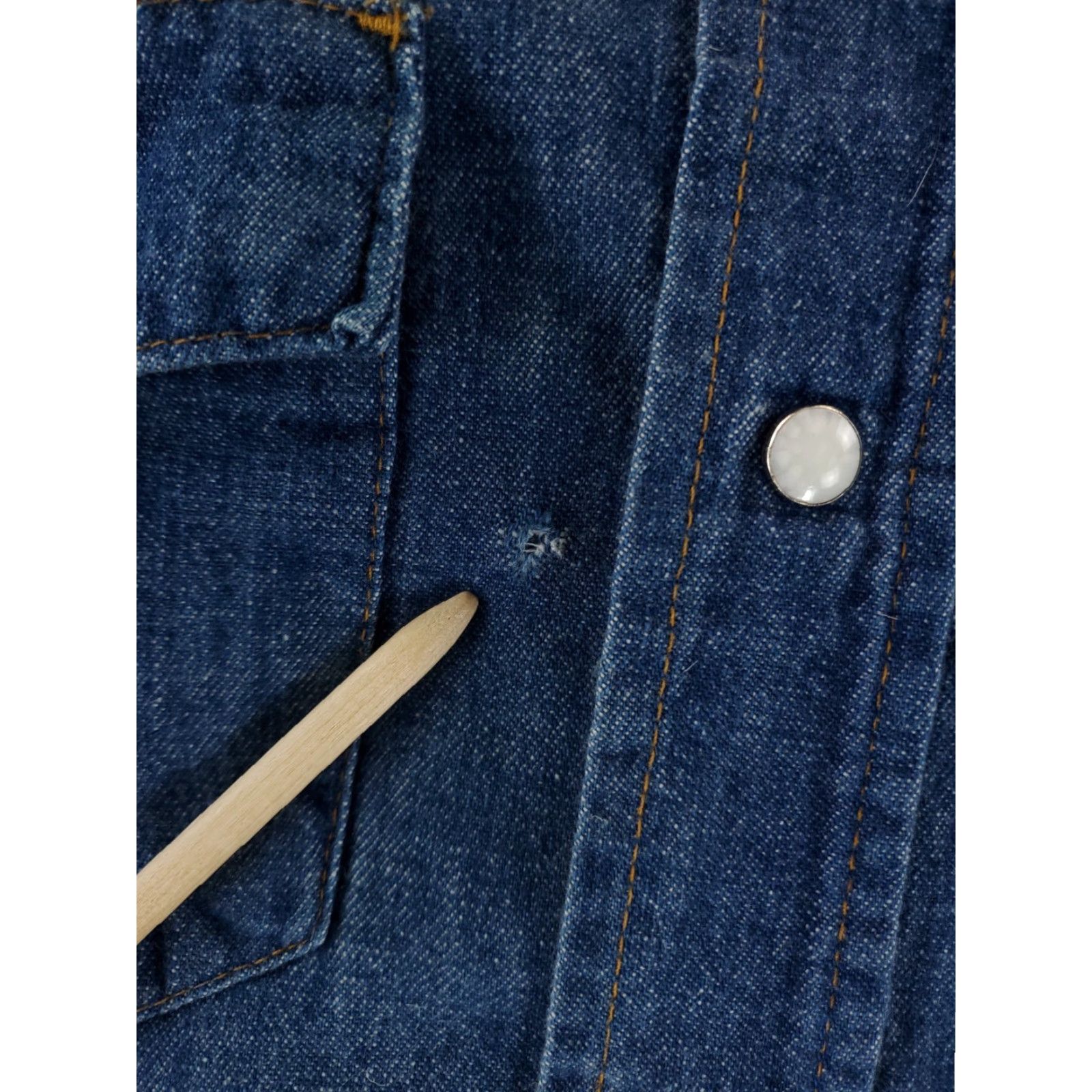 Imperial VINTAGE Key Imperial Shirt Denim Pearl Snap VTG Blue Long Sleeve Mens XL Long Size US XL / EU 56 / 4 - 2 Thumbnail