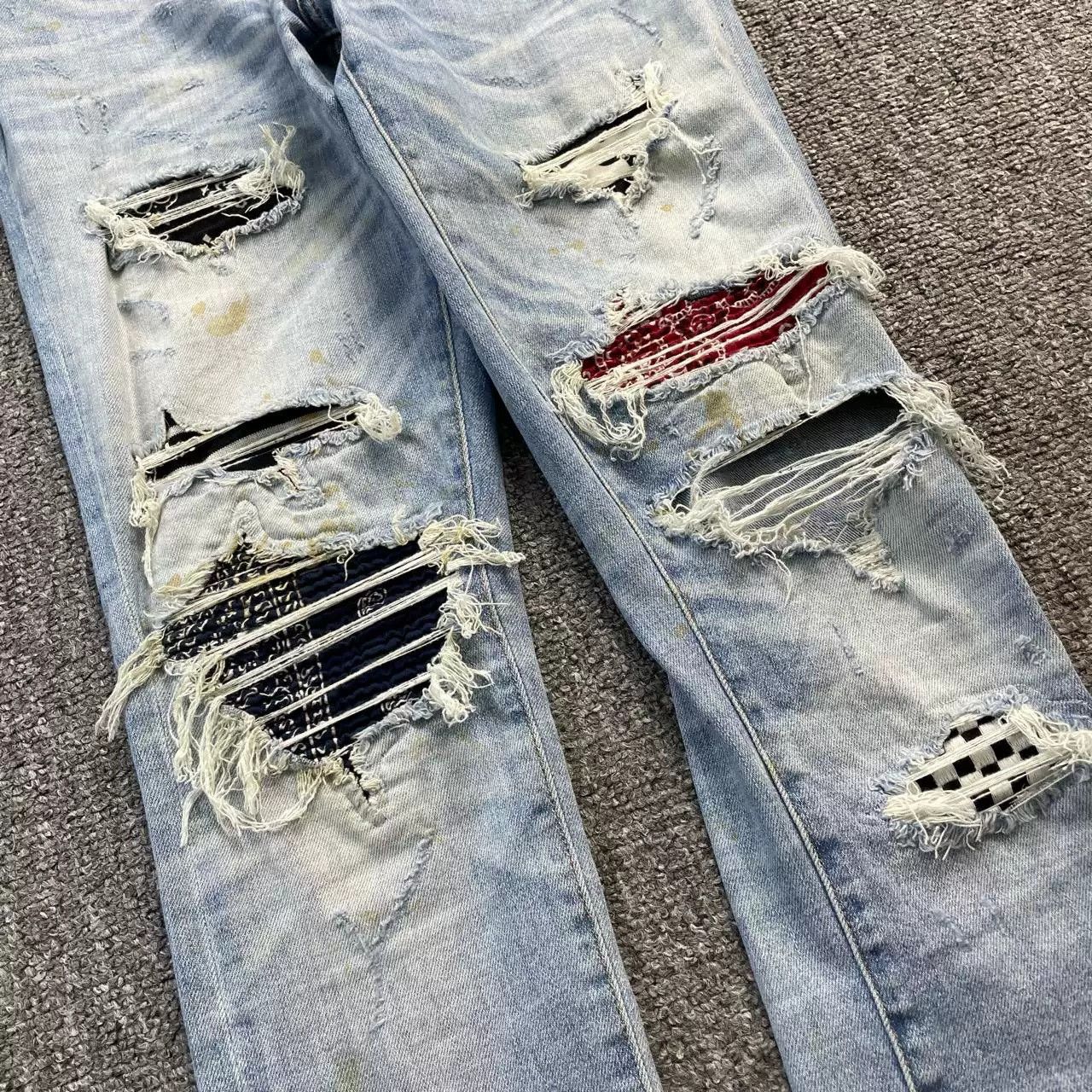 Amiri AMIRI Bandana Distressed Denim Pants Size US 29 - 3 Thumbnail