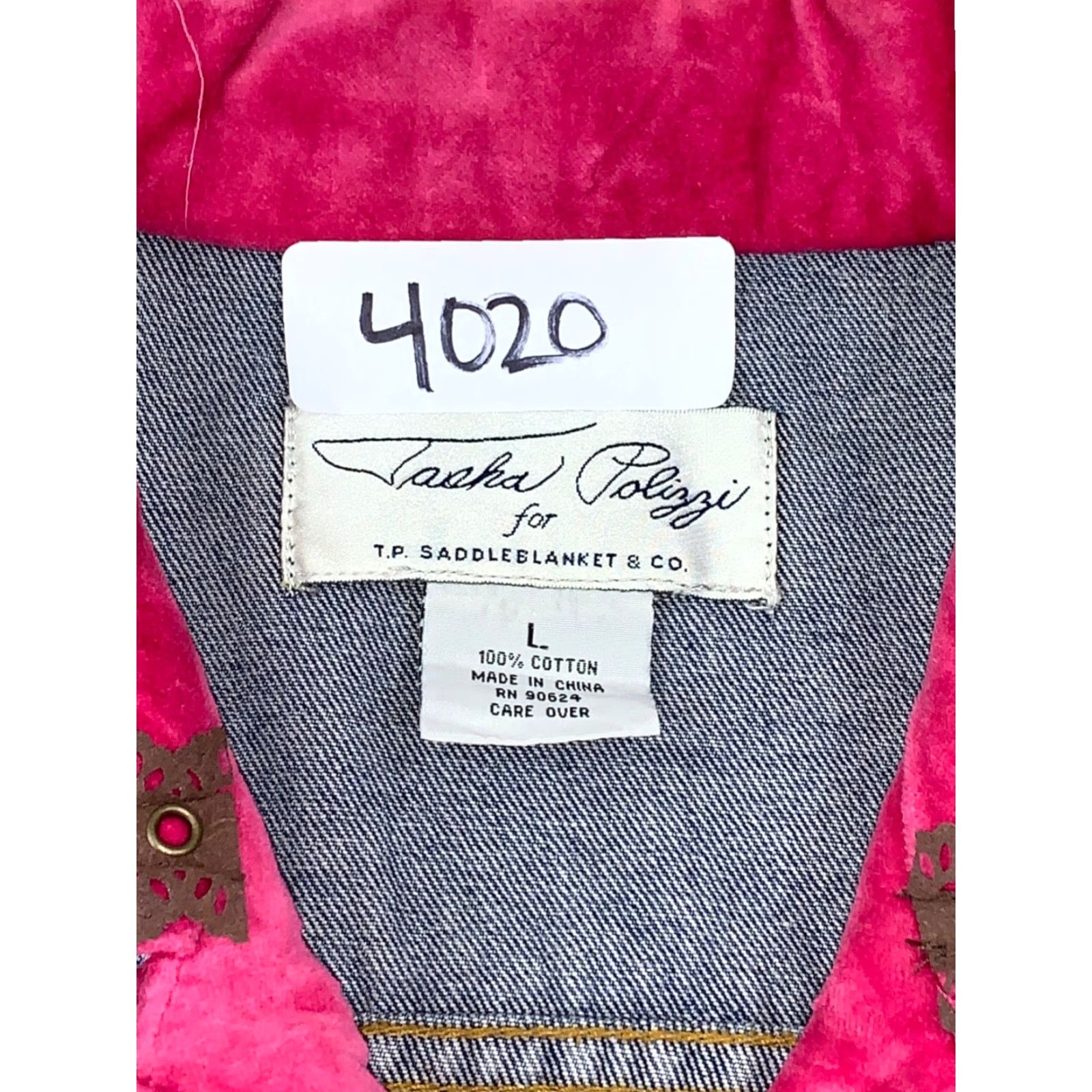 Vintage VINTAGE TASHA POLIZZI Saddle Blanket Embellished Southwestern Jean Jacket Lg #4020 Size 36" / US 14 / IT 50 - 3 Thumbnail
