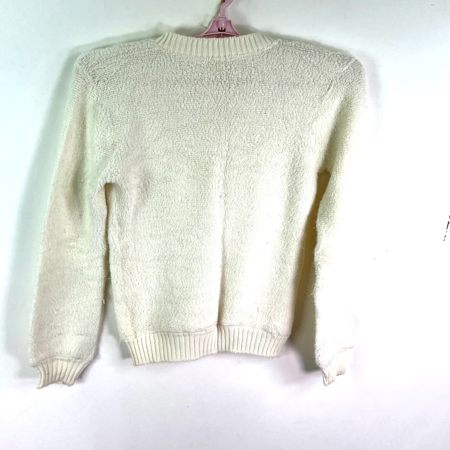 Vintage Super Soft Chunky-Knit V-Neck Sweater Womens Size S White Casual Party Travel Size S / US 4 / IT 40 - 5 Thumbnail