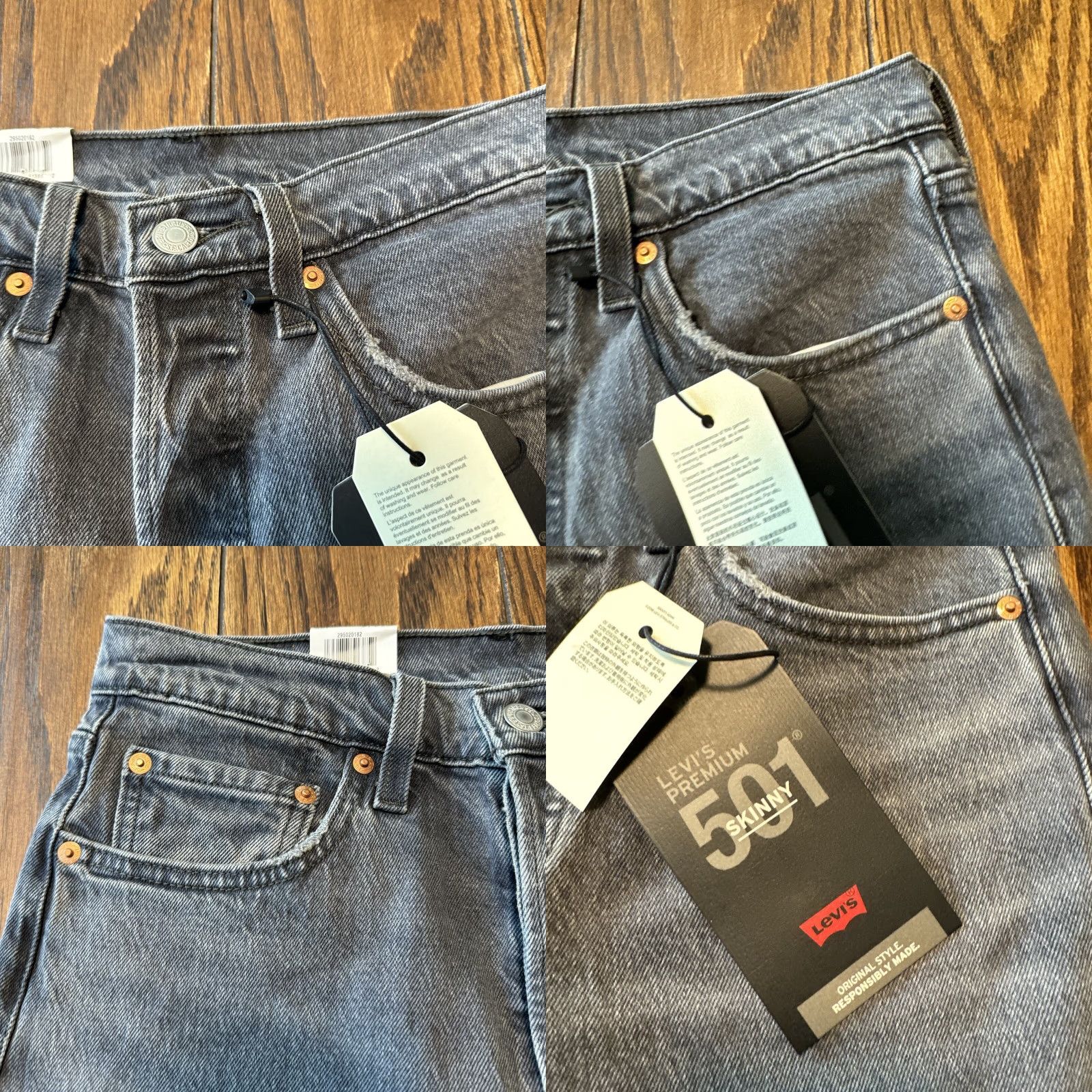Levi's Levi's 501 Skinny High Rise Button Fly Jeans Womens 27x28 Faded Black Gray Size 27" / US 4 / IT 40 - 8 Thumbnail