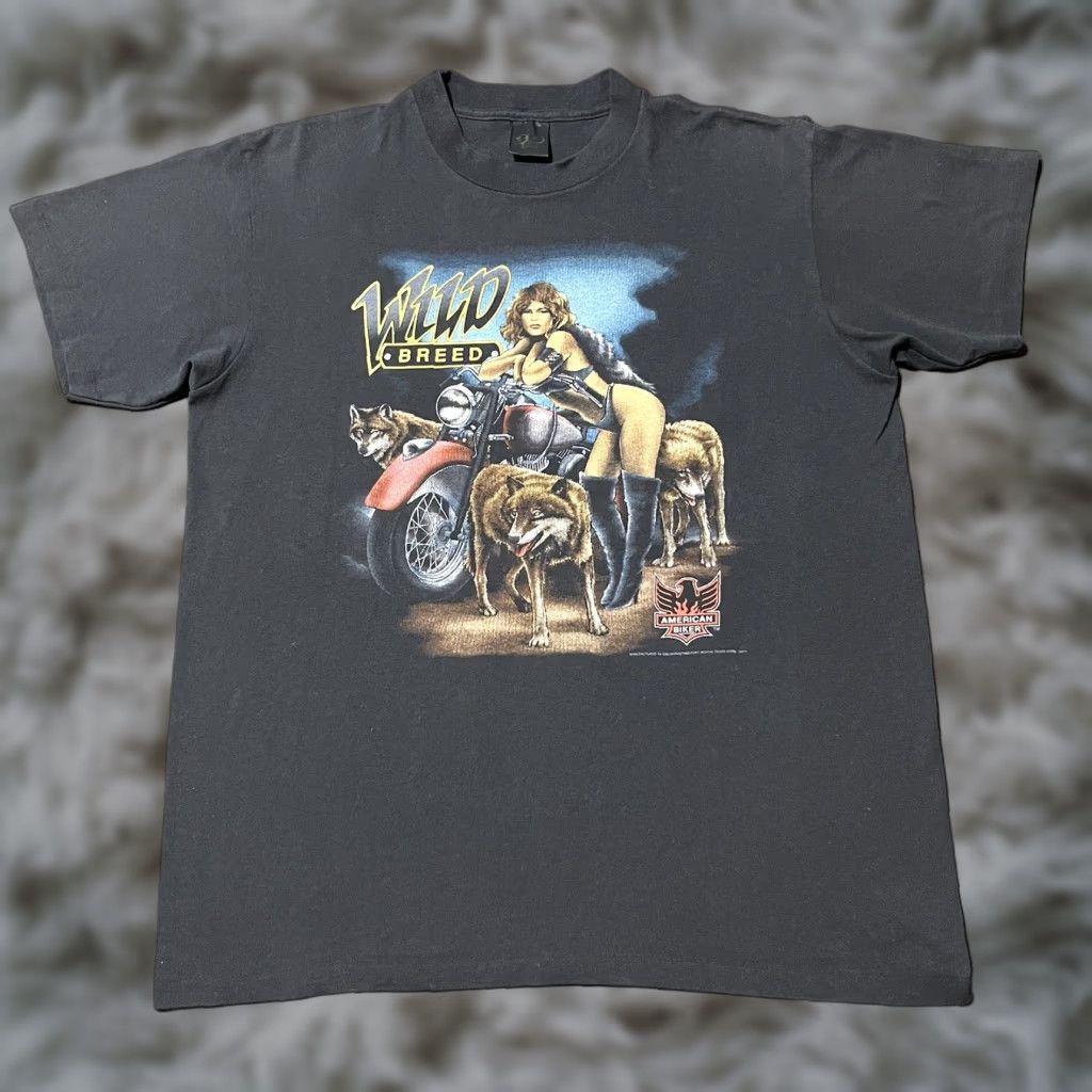 VINTAGE Harley Davidson 3D Emblem Shirt Mens L Black Cotton Knit Graphic Print Biker Motorcycle 80s 1980s Double-Sided Logo