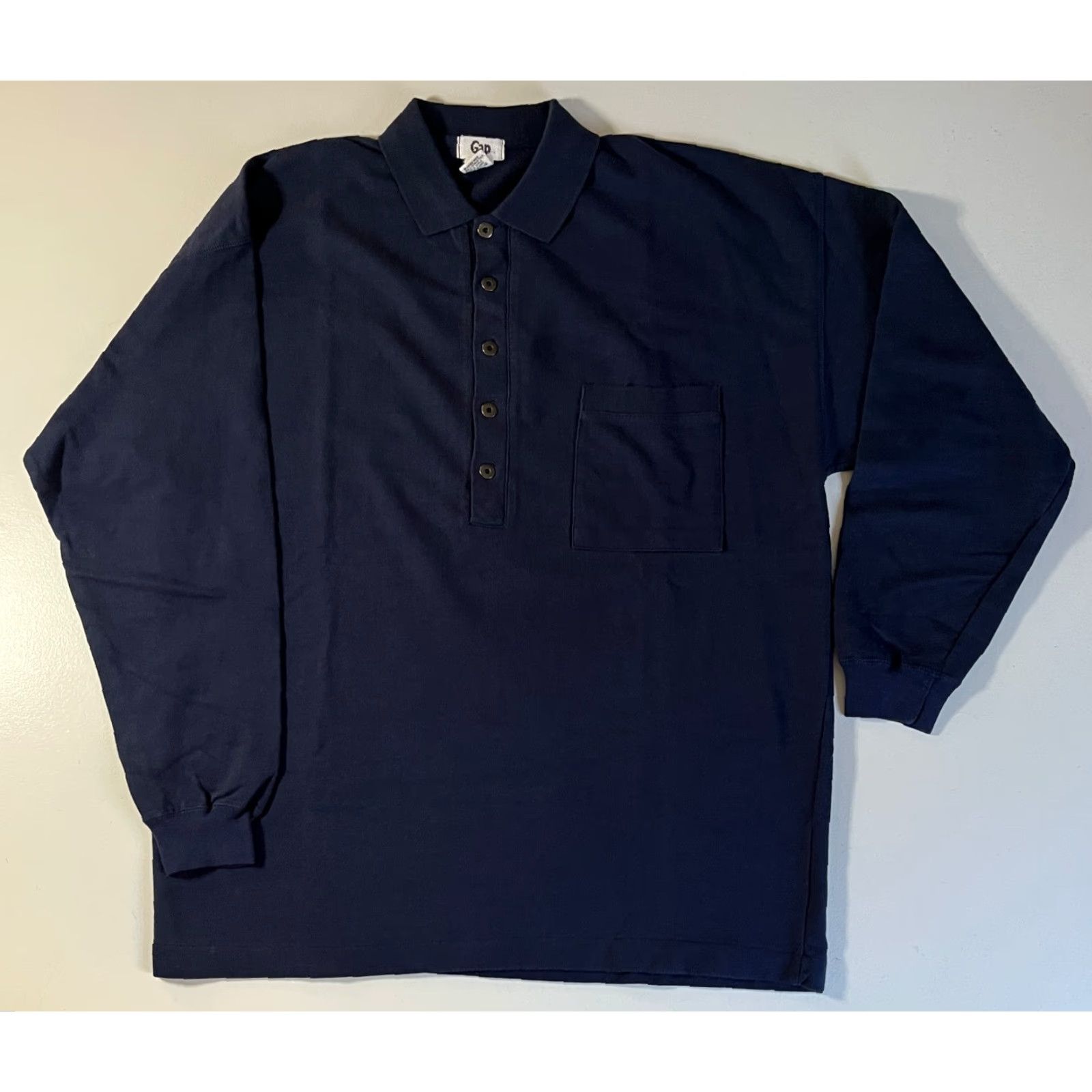 Gap VINTAGE Gap Men's Long Sleeve Polo Shirt Navy M Relaxed Fit Polo Shirt Mens Navy Gap Vintage Size M Regular Fit All Seasons Cotton Casual Shirt Size US M / EU 48-50 / 2 - 7 Thumbnail