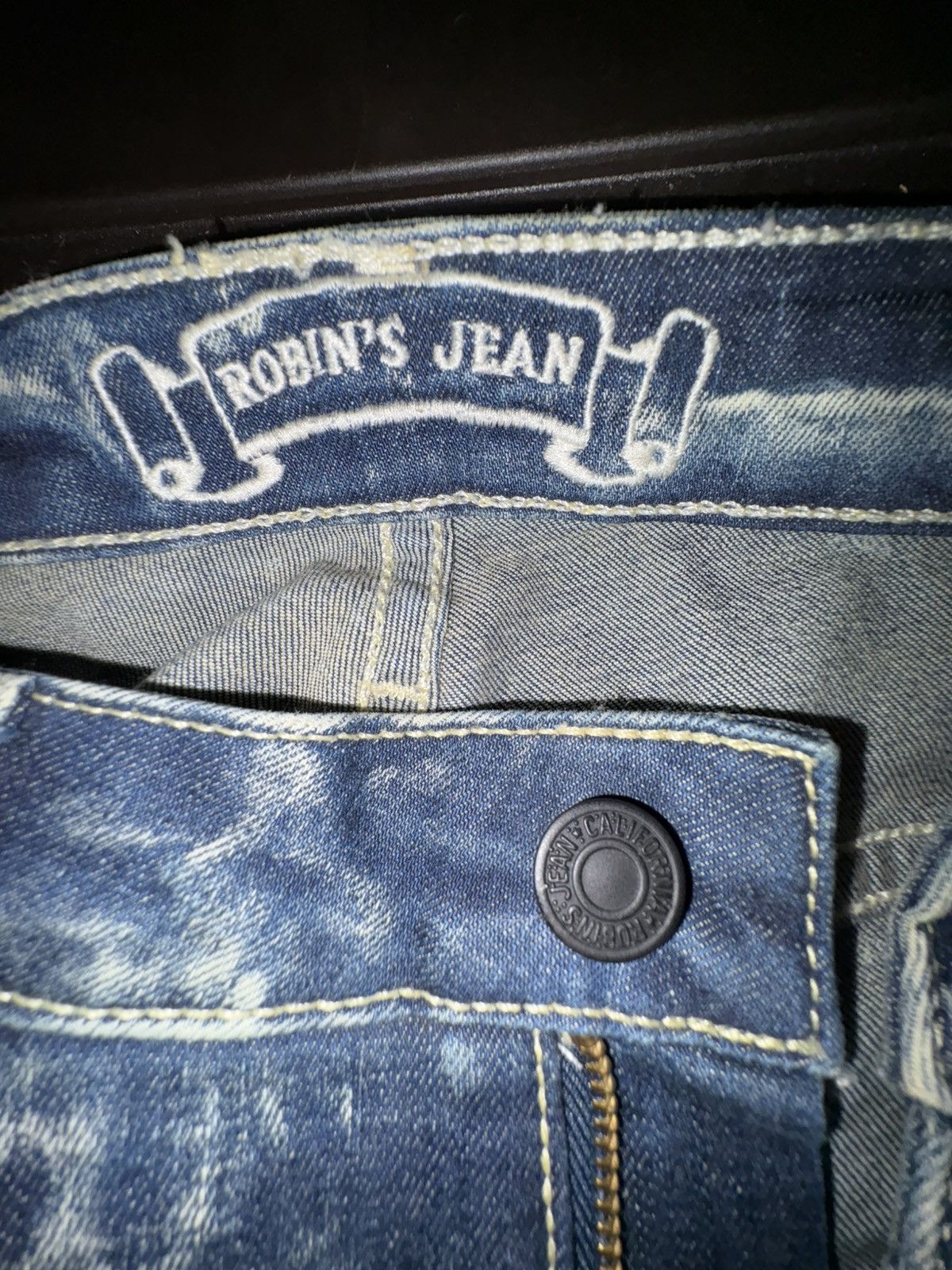 Robins Jeans RARE ACID WASHED BLUE ROBINS JEAN WITH BLACK CRYSTALS Size US 30 / EU 46 - 6 Thumbnail