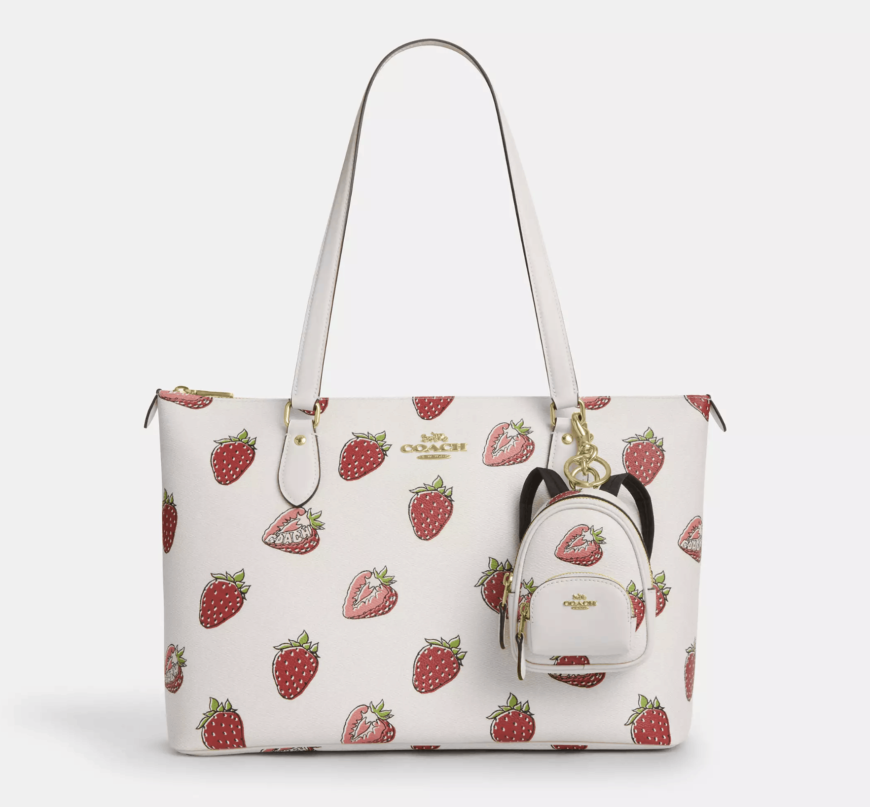 Coach Mini Court Backpack Bag Charm With Strawberry Print CAO93 Size ONE SIZE - 6 Thumbnail
