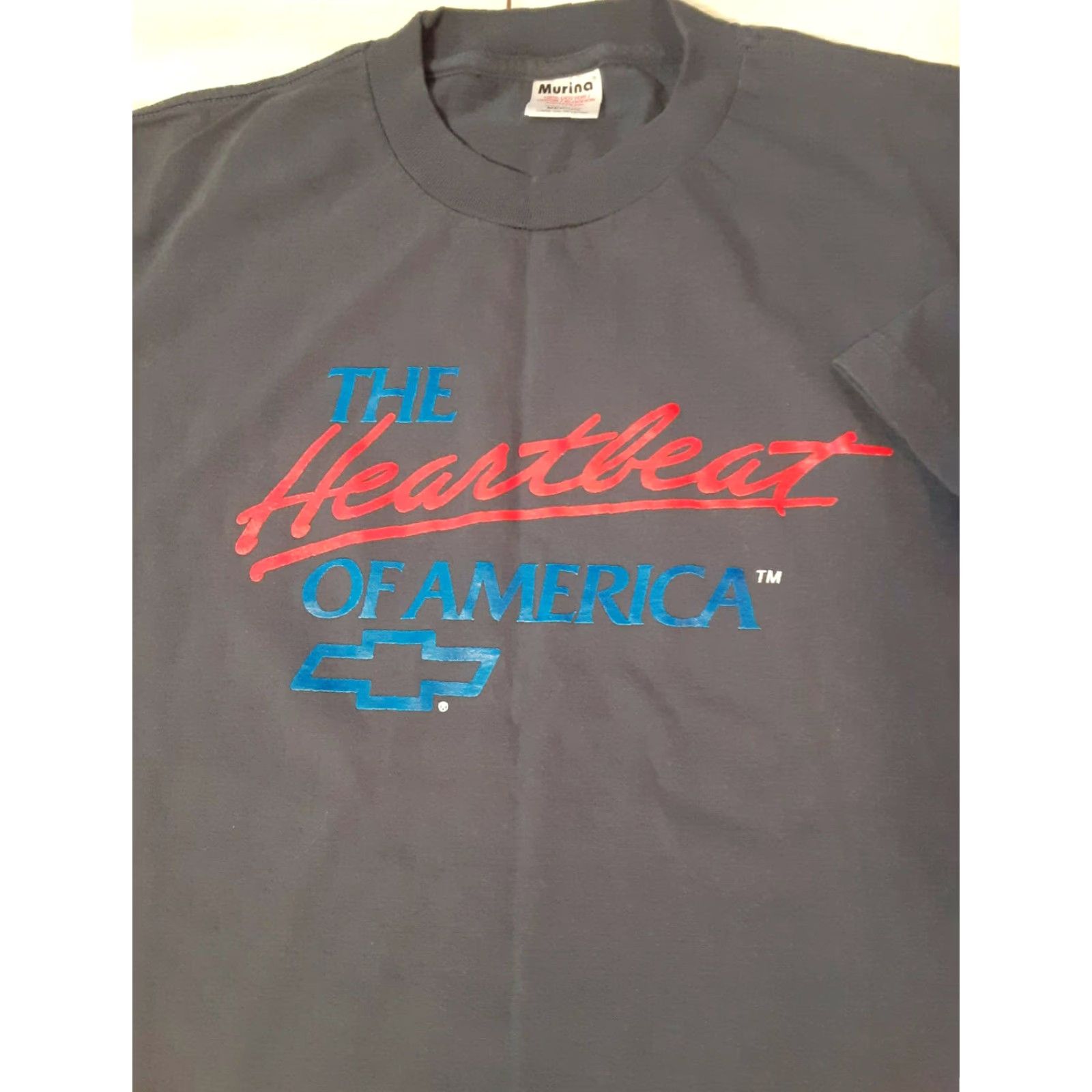 Vintage VINTAGE Heartbeat of America Chevrolet T-Shirt Mens M Blue Murina Graphic Car 27in long 19in pit to pit Size US M / EU 48-50 / 2 - 4 Thumbnail