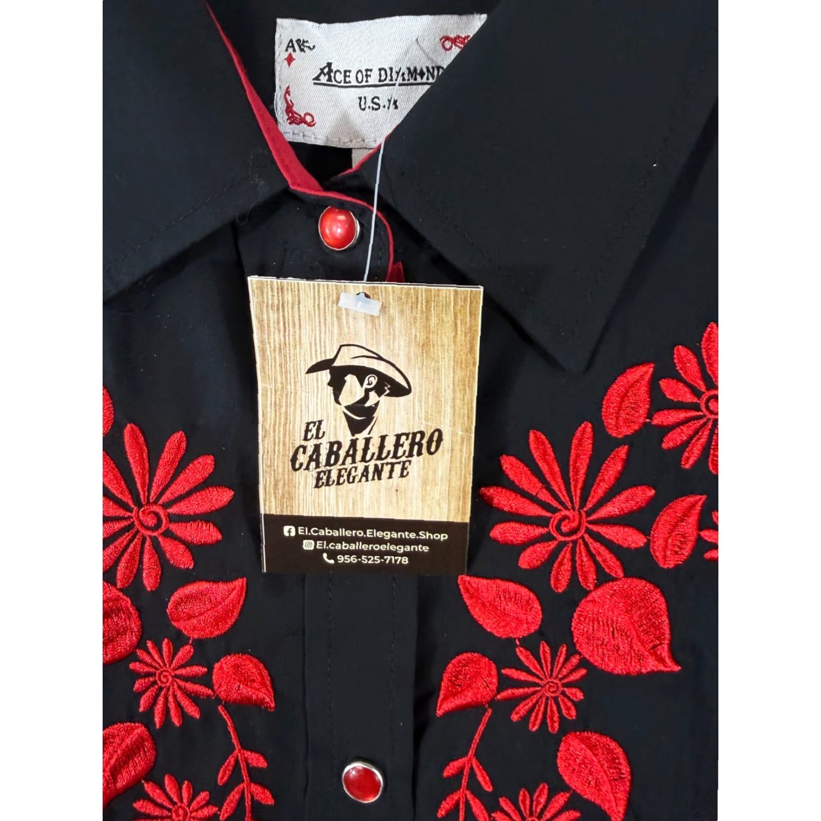 Vintage Ace of Diamond Western Shirt Womens S Black Red Embroidered Pearl Snap NWT Vintage No Size S / US 4 / IT 40 - 7 Thumbnail
