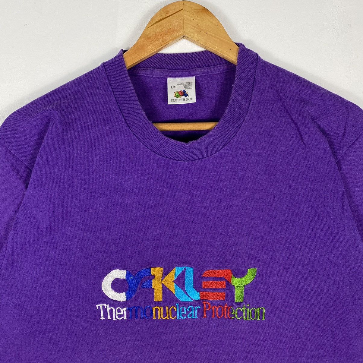 Oakley × Vintage VINTAGE 90's OAKLEY THERMONUCLEAR PROTECTION EMBROIDERY TEE Size US L / EU 52-54 / 3 - 3 Thumbnail