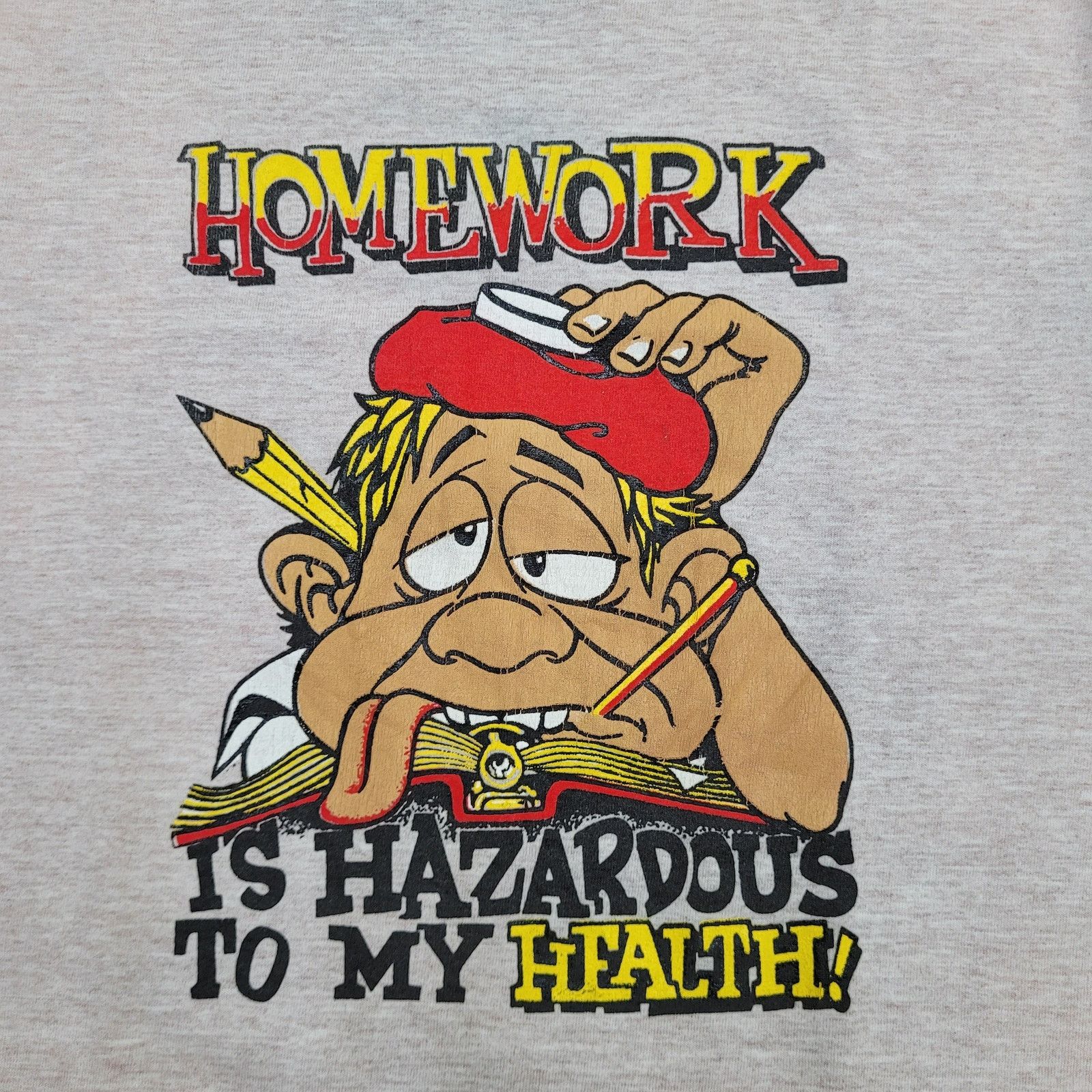 Vintage VTG Homework is Hazardous To My Health Funny School Shirt L Size US L / EU 52-54 / 3 - 3 Thumbnail
