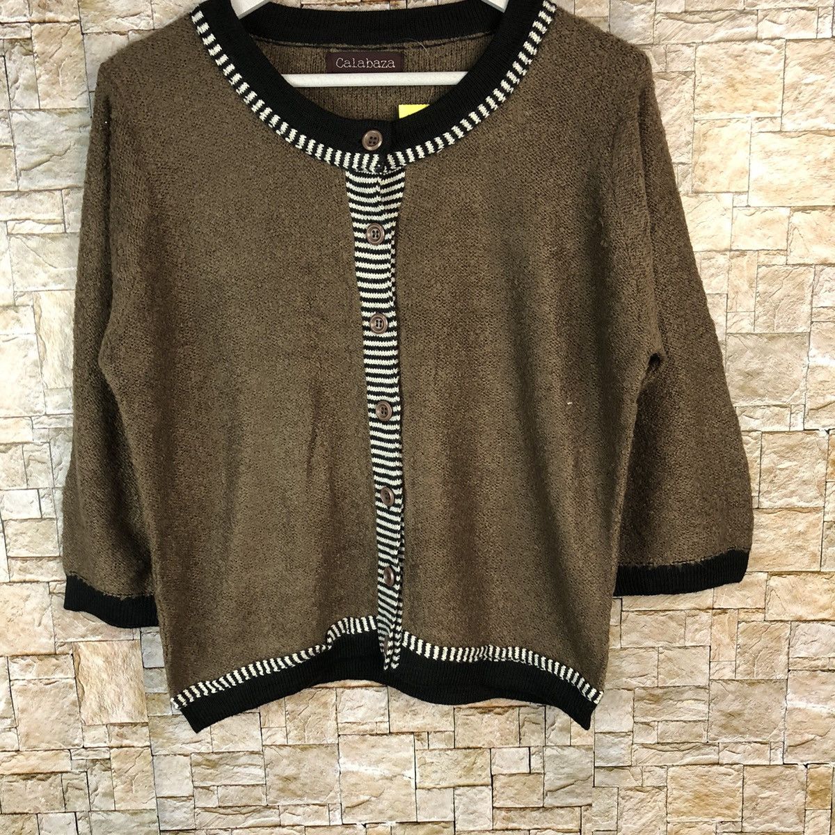 Homespun Knitwear × Japanese Brand Calabaza Brown Patterned Cardigans knitwear #A1230 Size M / US 6-8 / IT 42-44 - 3 Thumbnail