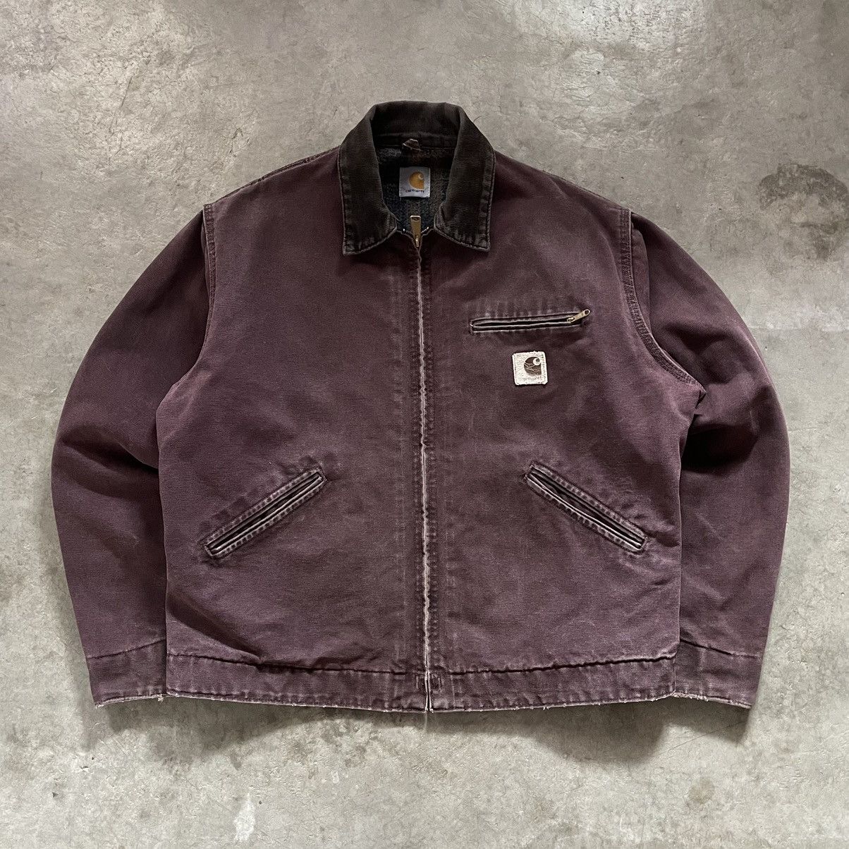 Carhartt × Vintage 90s Distressed Carhartt Detroit Jacket J43BRG Burgundy Size US L / EU 52-54 / 3 - 1 Thumbnail
