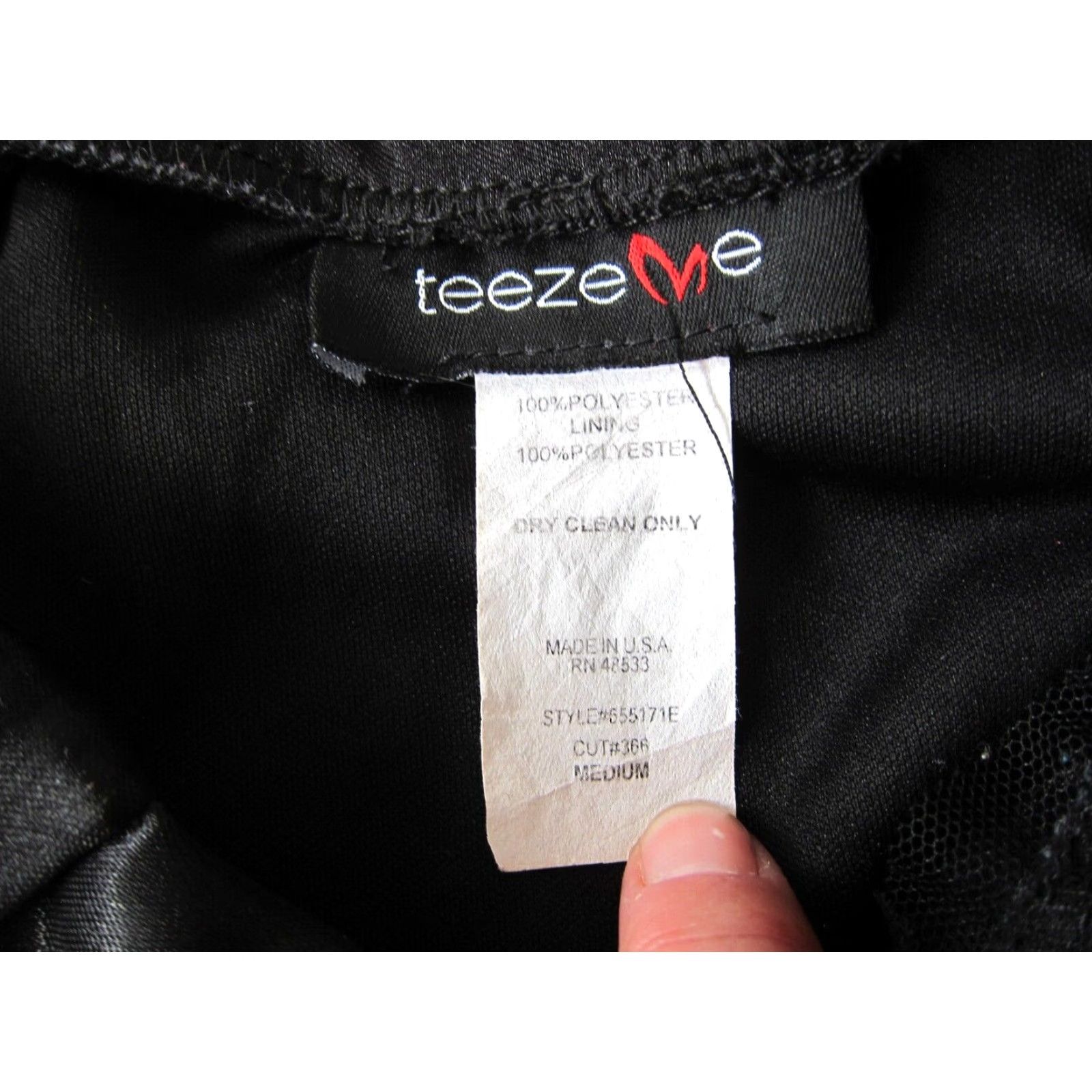 Vintage Teeze Me Black Satin Stretch Diamond Jewel Ruched Strapless Prom Party Dress M Womens Dress Size M / US 6-8 / IT 42-44 - 4 Thumbnail