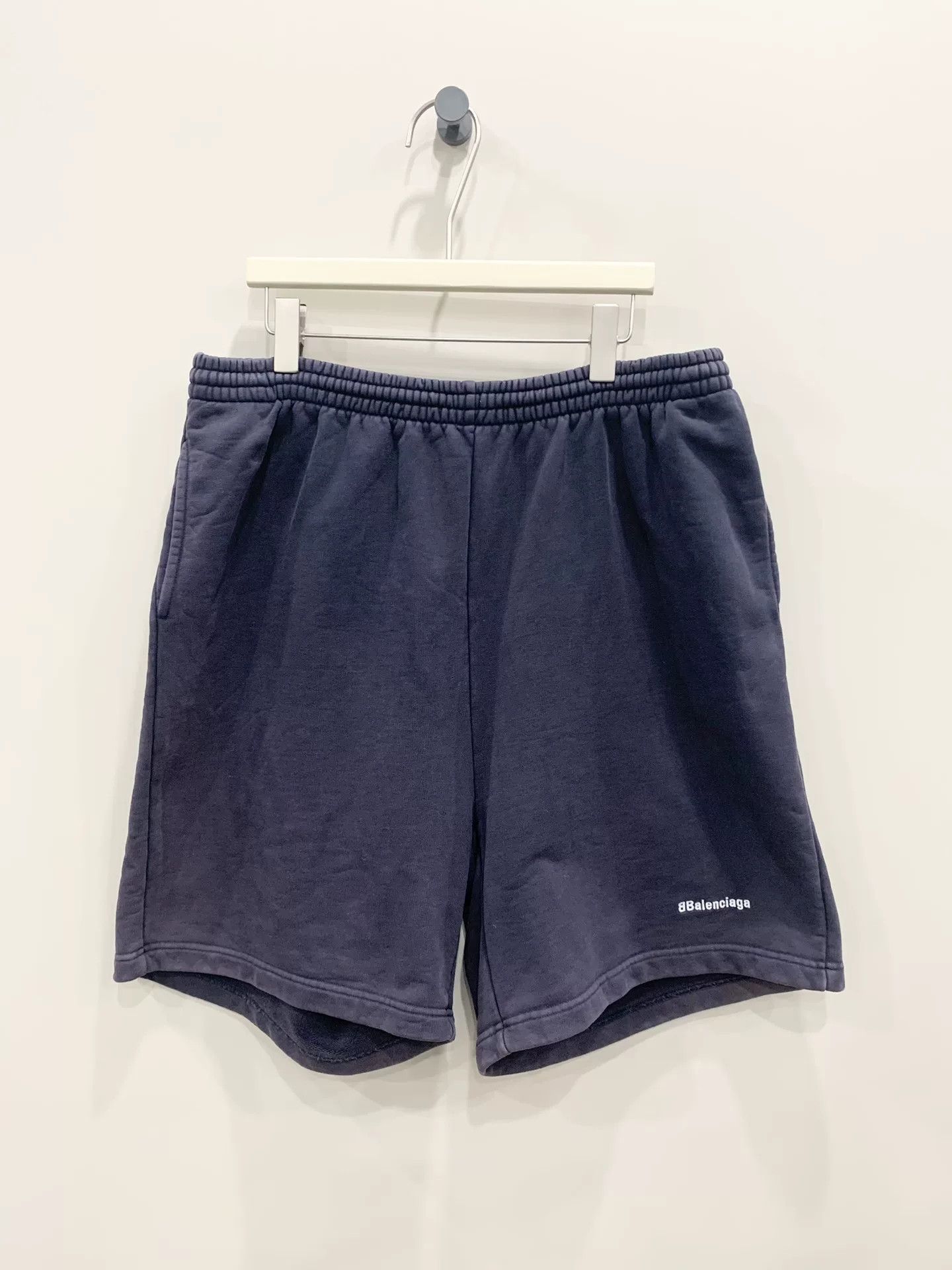 Balenciaga Balenciaga Washed Purple Embroidered Logo Shorts Size US 26 / EU 42 - 1 Thumbnail