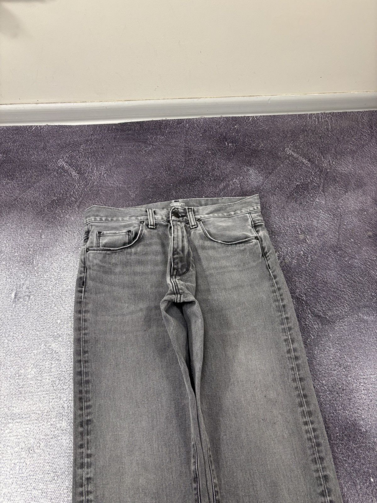Carhartt Carhartt WIP Vicious Men’s Slim Straight Grey Pants Jeans Size US 31 - 4 Thumbnail