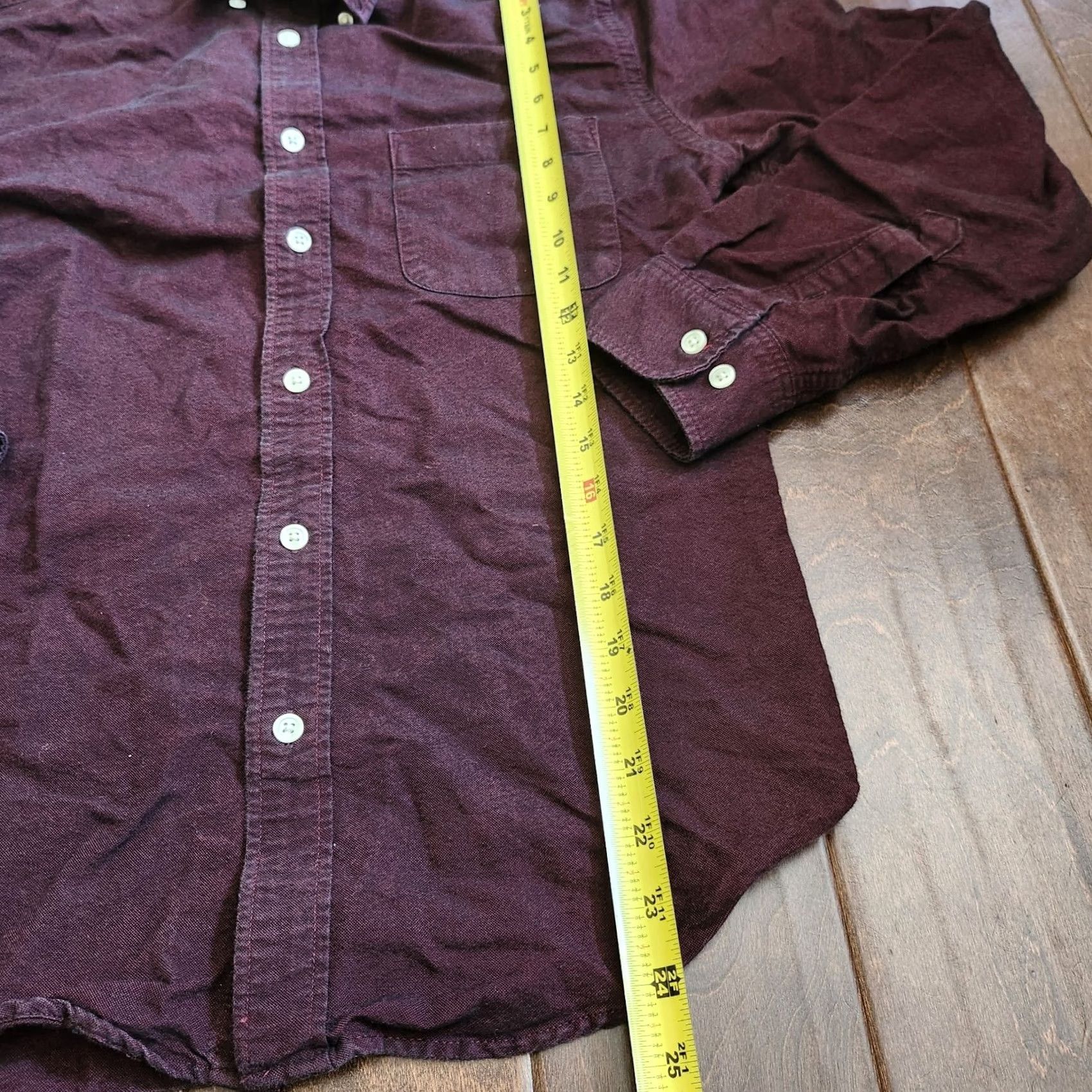 Merona Merona Men's Burgundy Button-Down Dress Shirt S/P Shirt Casual Business 100% Cotton Size 36R - 6 Thumbnail