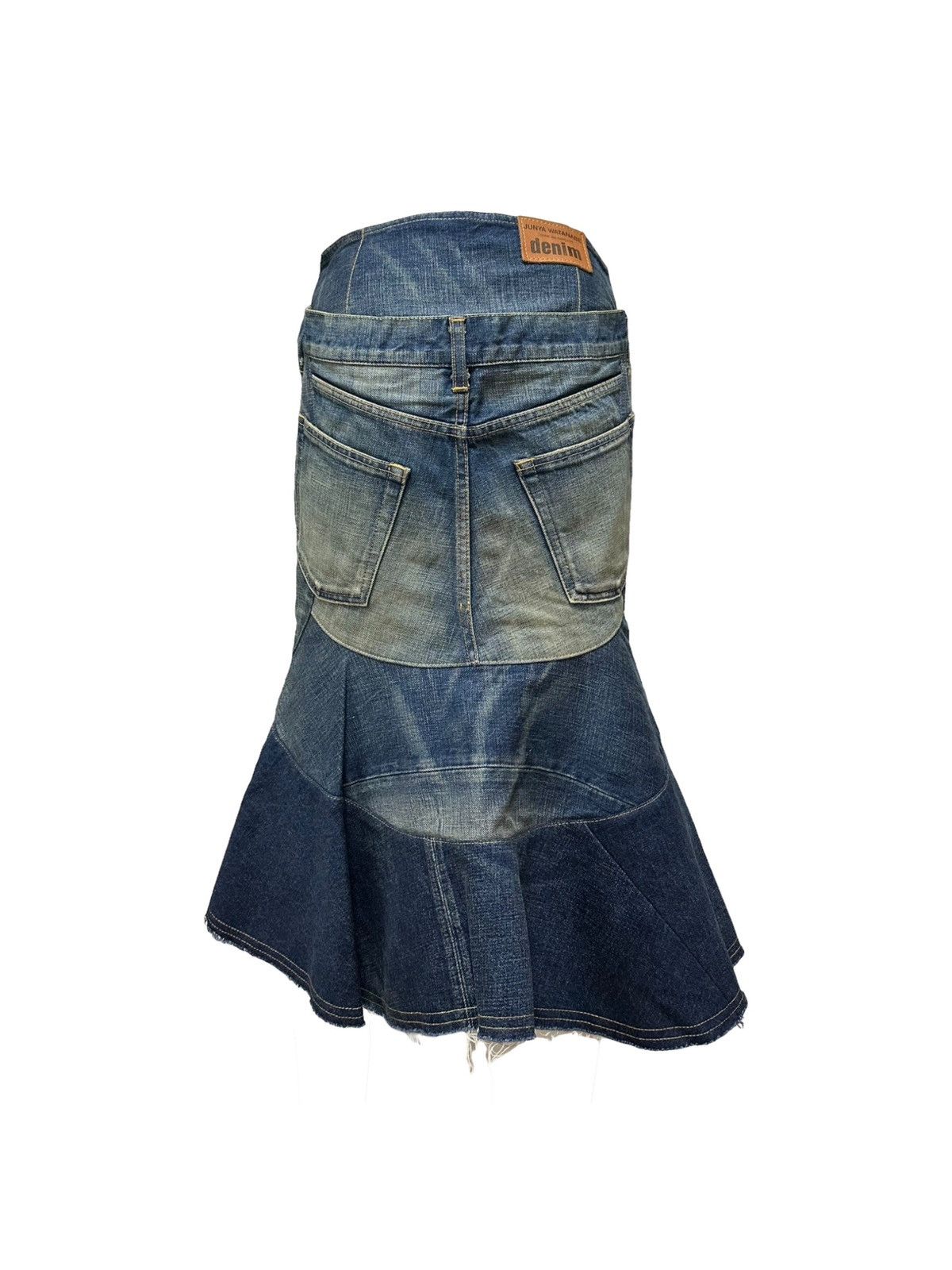 Junya Watanabe JUNYA WATANABE F/W 2013 Denim Patchwork Mermaid Midi Skirt Size 26" / US 2 / IT 38 - 2 Thumbnail