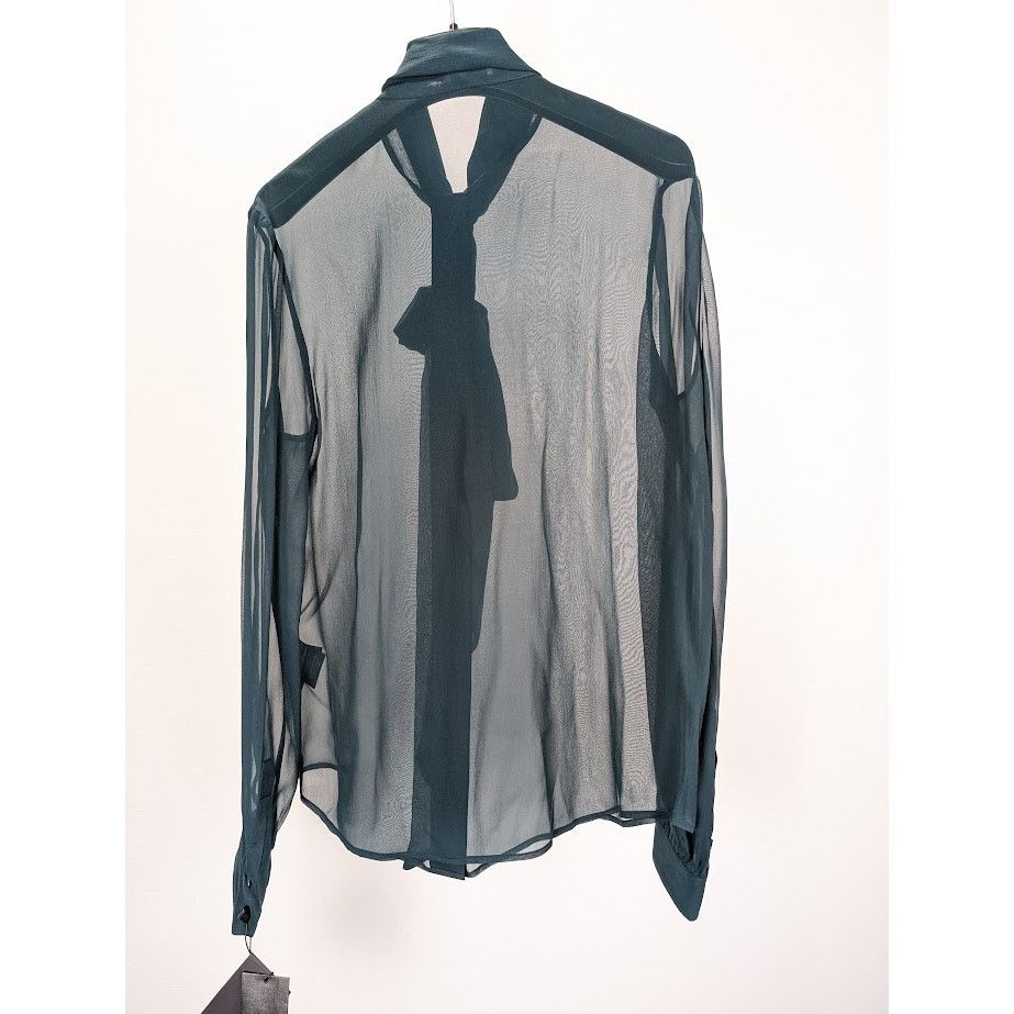 Saint Laurent Paris o1rshd1 Crepee De Soie Blouse in Canard Size M / US 6-8 / IT 42-44 - 8 Thumbnail