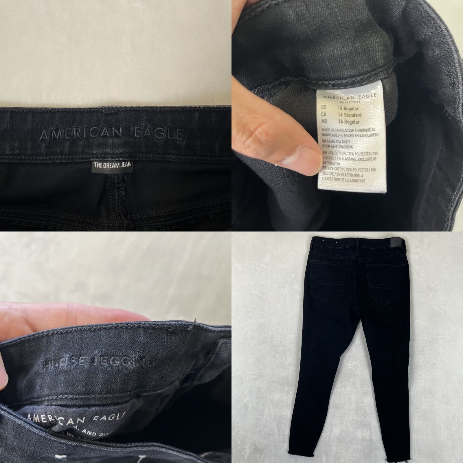 American Eagle Outfitters American Eagle Outfitters Hi-Rise Jegging Black Jeans Women 14 Regular Stretch Distress Denim 28.5in Inseam 5-Pocket Size 36" / US 14 / IT 50 - 8 Thumbnail