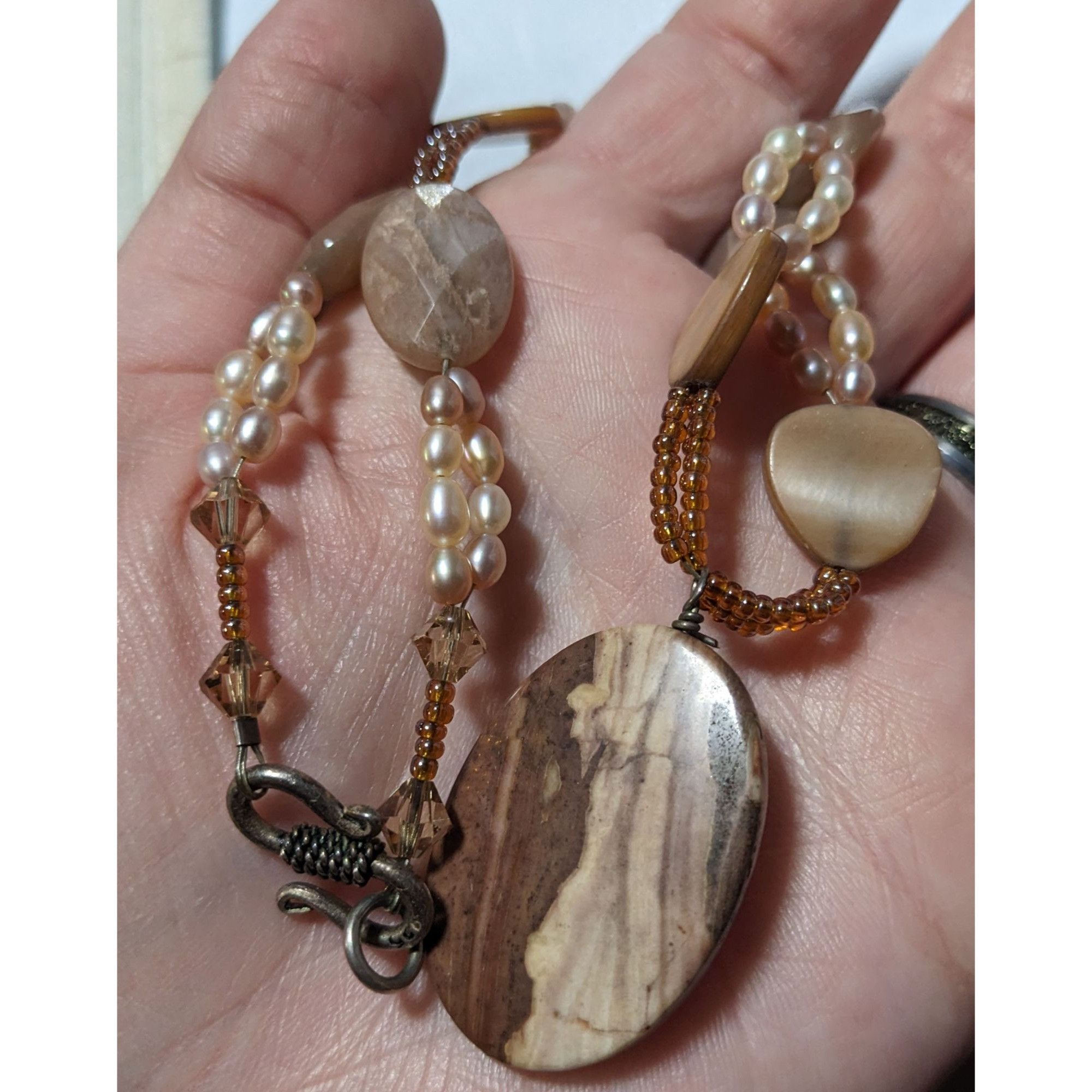 Other Brown Jasper Glass Pearl And Shell Beaded Necklace Size ONE SIZE - 6 Thumbnail