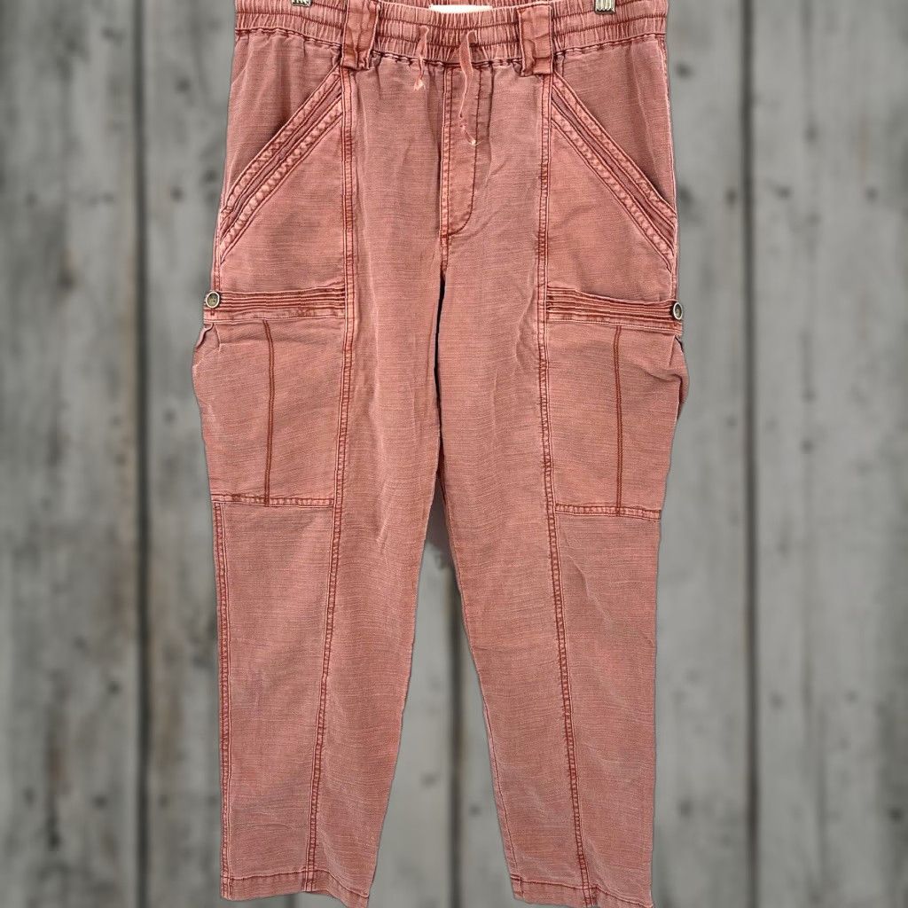 Anthropologie Anthropologie Pants Womens 27 Pink Coral Pigment Dye Twill Cotton Blend Elastic Waist Casual Casual Woman 27 Pants Bohemian Western 90s (no N/A) Size 27" / US 4 / IT 40 - 1 Thumbnail