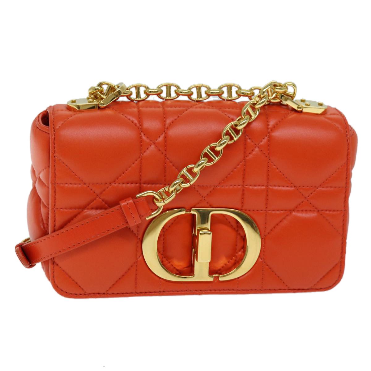 Dior Caro Orange Leather Shoulder Bag (Pre-Owned) Size ONE SIZE - 1 Thumbnail