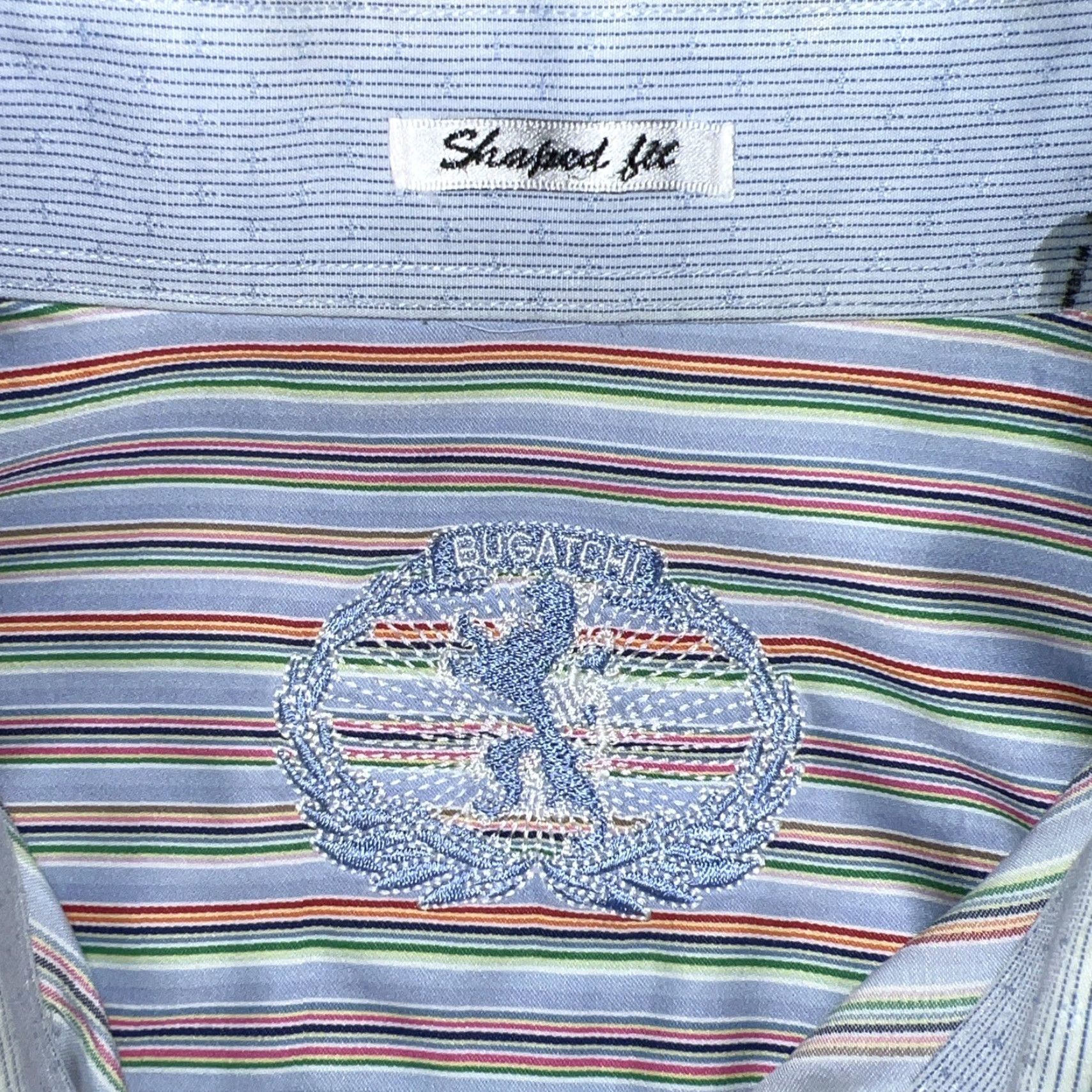 BUGATCHI BUGATCHI Uomo Shaped Fit Striped Button-Up Shirt Mens L Blue Long Sleeve Size US L / EU 52-54 / 3 - 4 Thumbnail
