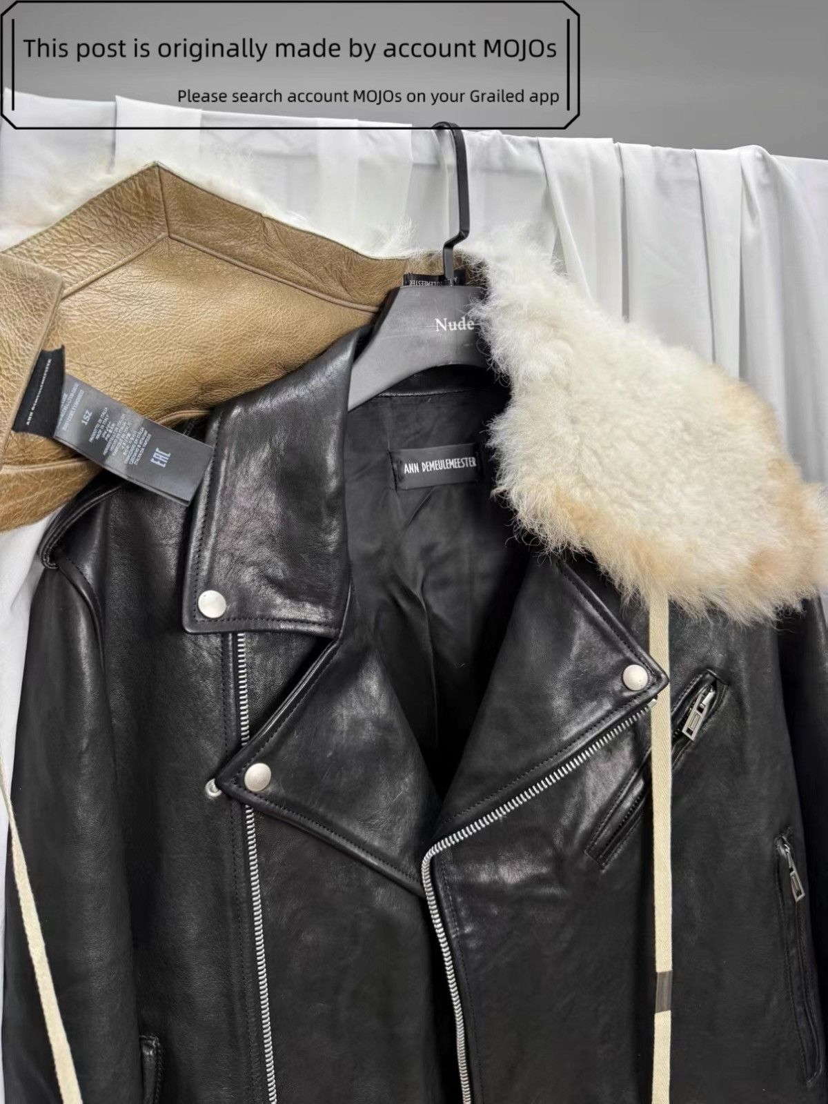 Ann Demeulemeester Sz 48 Ann Demeulemeester 24AW Leather Fur Rider Coat mojos70 Size US M / EU 48-50 / 2 - 3 Thumbnail