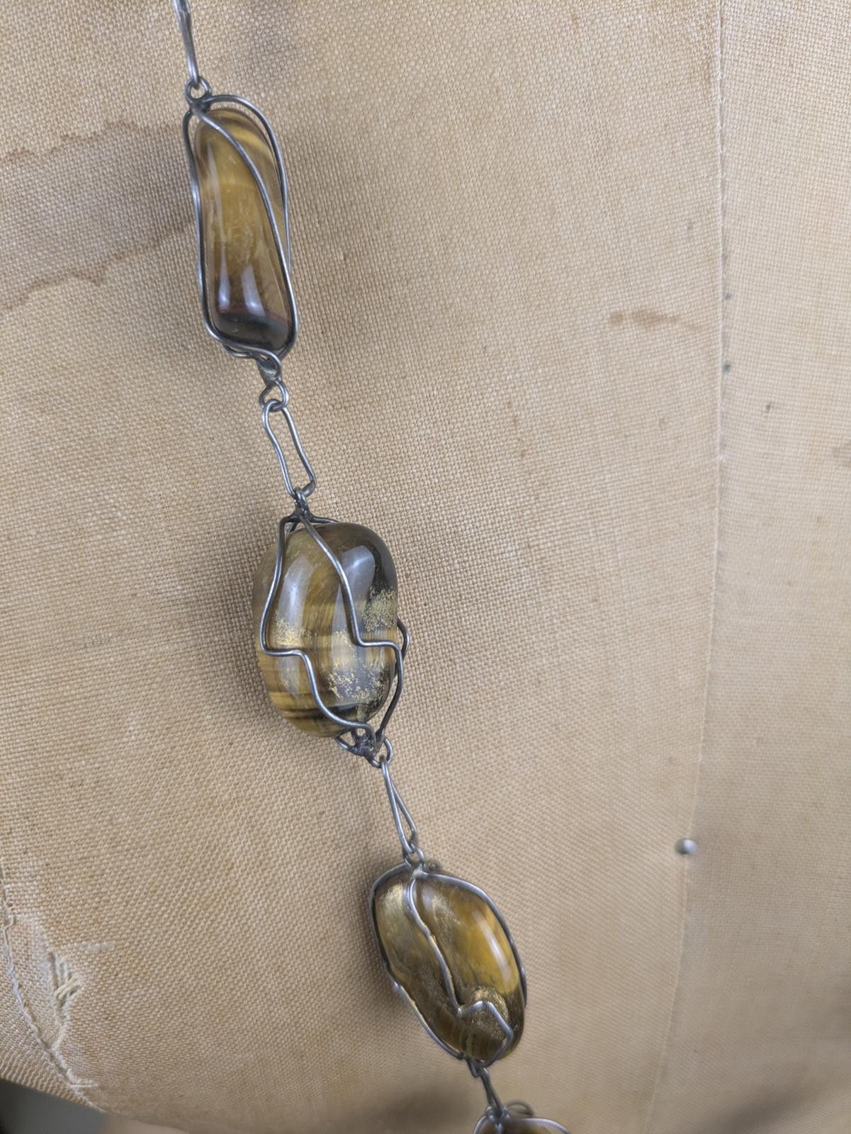 Other 1970's tigers eye sterling silver long necklace Size ONE SIZE - 3 Thumbnail
