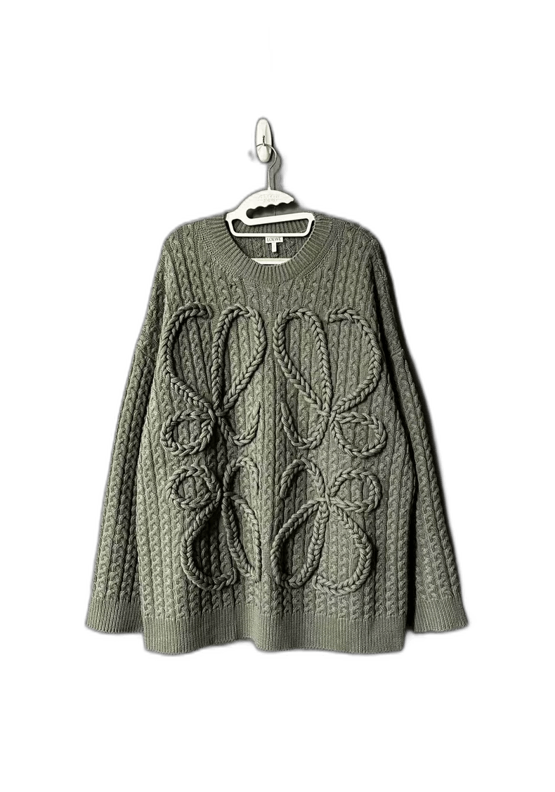 Loewe Loewe Olive Green Rope Knit Sweater Size L / US 10 / IT 46 - 1 Thumbnail