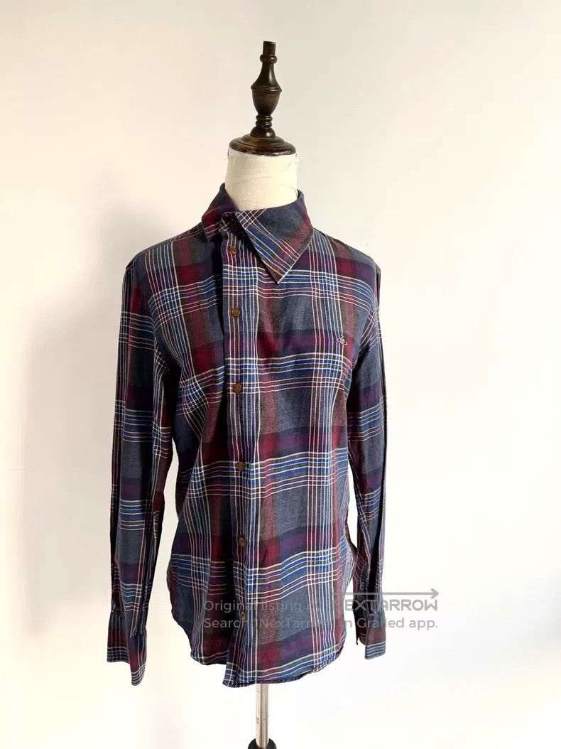Vivienne Westwood Vivienne Westwood Gray-Blue Plaid Asymmetrical Collar Shir Size M / US 6-8 / IT 42-44 - 1 Thumbnail