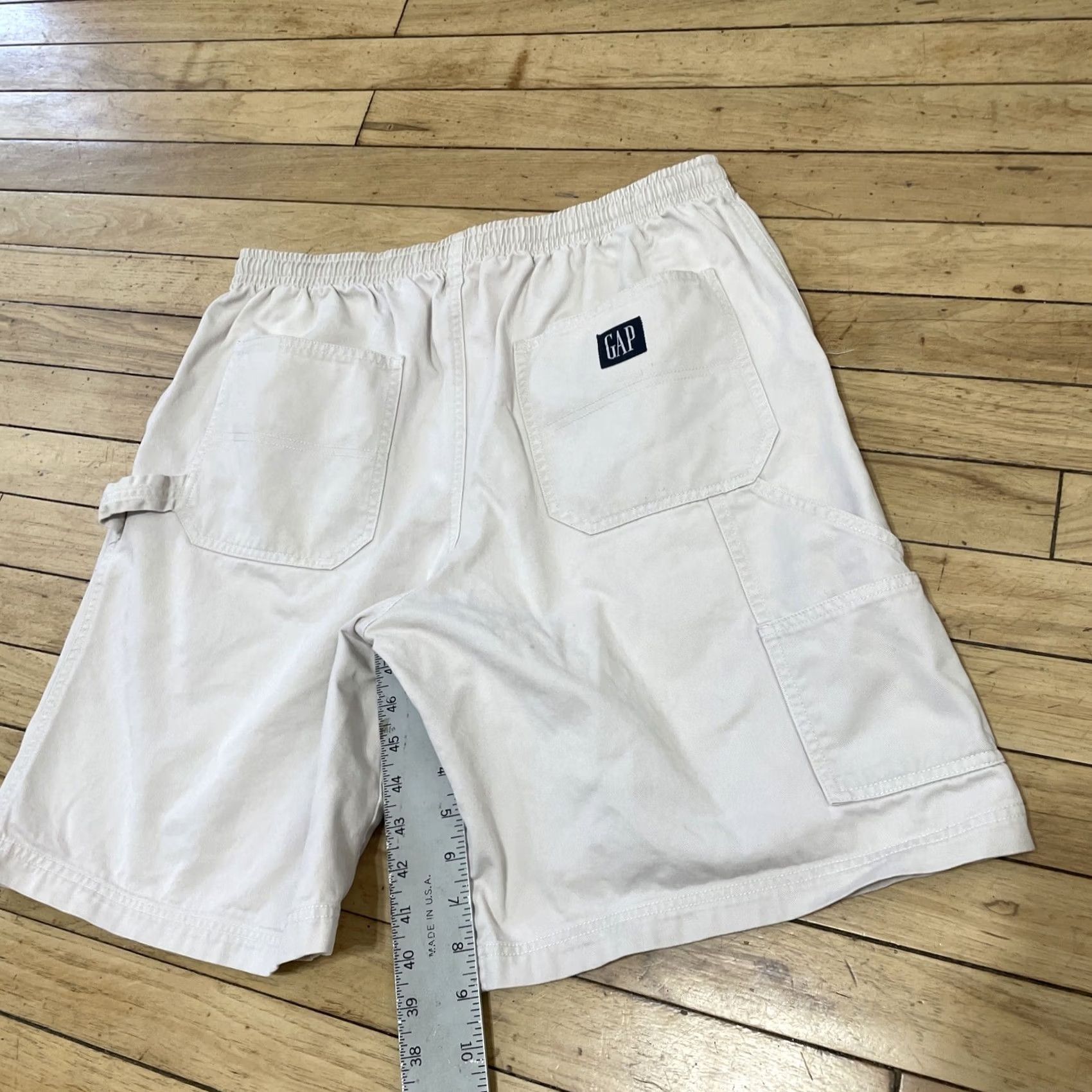 Gap GAP Carpenter Shorts Men L Drawstring Stretch Cream Utility Skate Workwear Grung Size US 33 - 7 Thumbnail