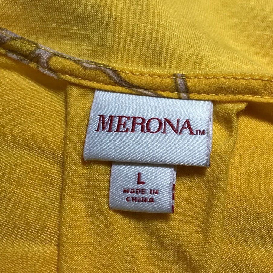 Merona Merona Yellow Floral Scoop Neck Front Sleeveless Blouse L Size L / US 10 / IT 46 - 3 Thumbnail