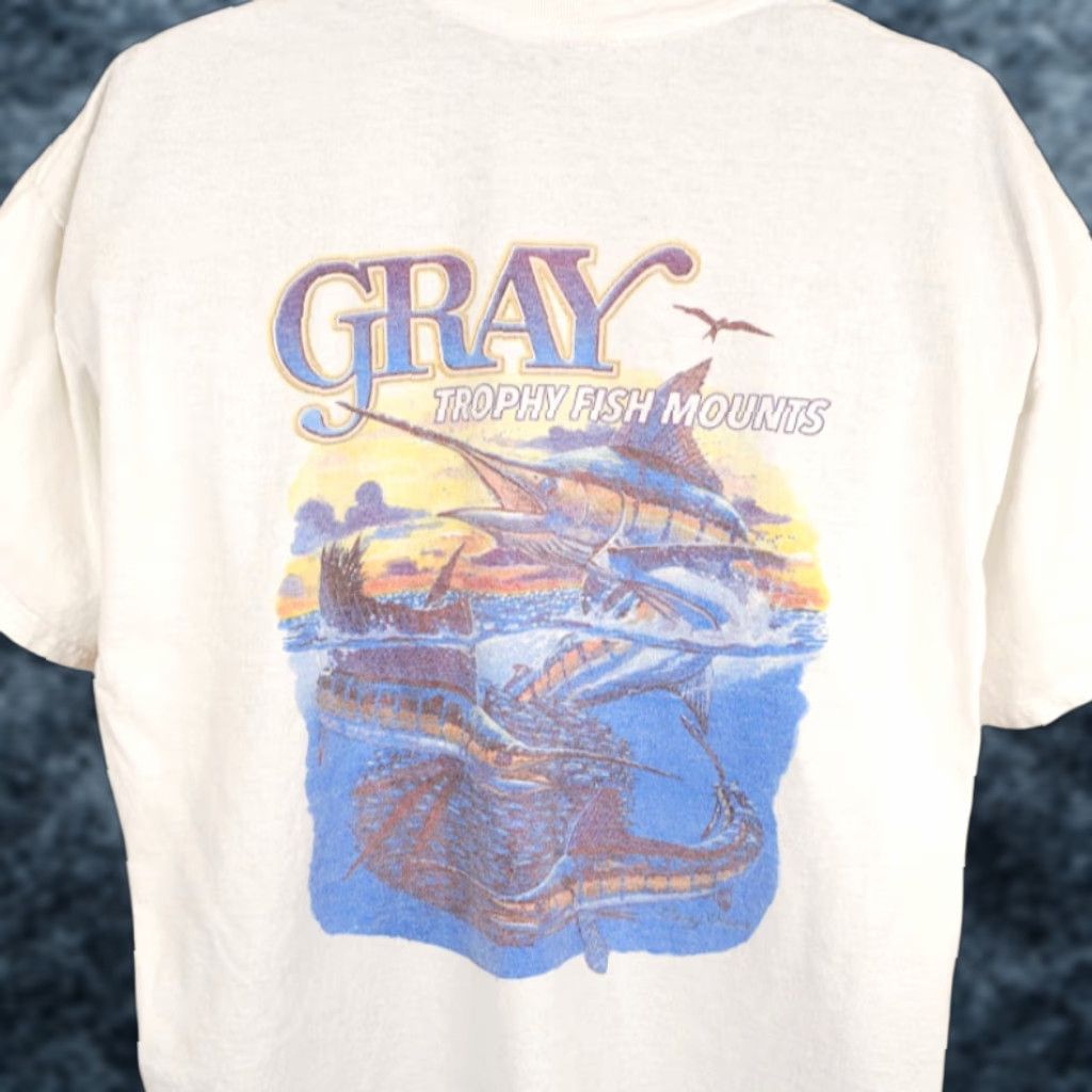 Gildan Sportfishing T Shirt Mens Size 2XL White Blue Marlin Sailfish Fish Mounts Gildan T-Shirt Size US XXL / EU 58 / 5 - 1 Thumbnail