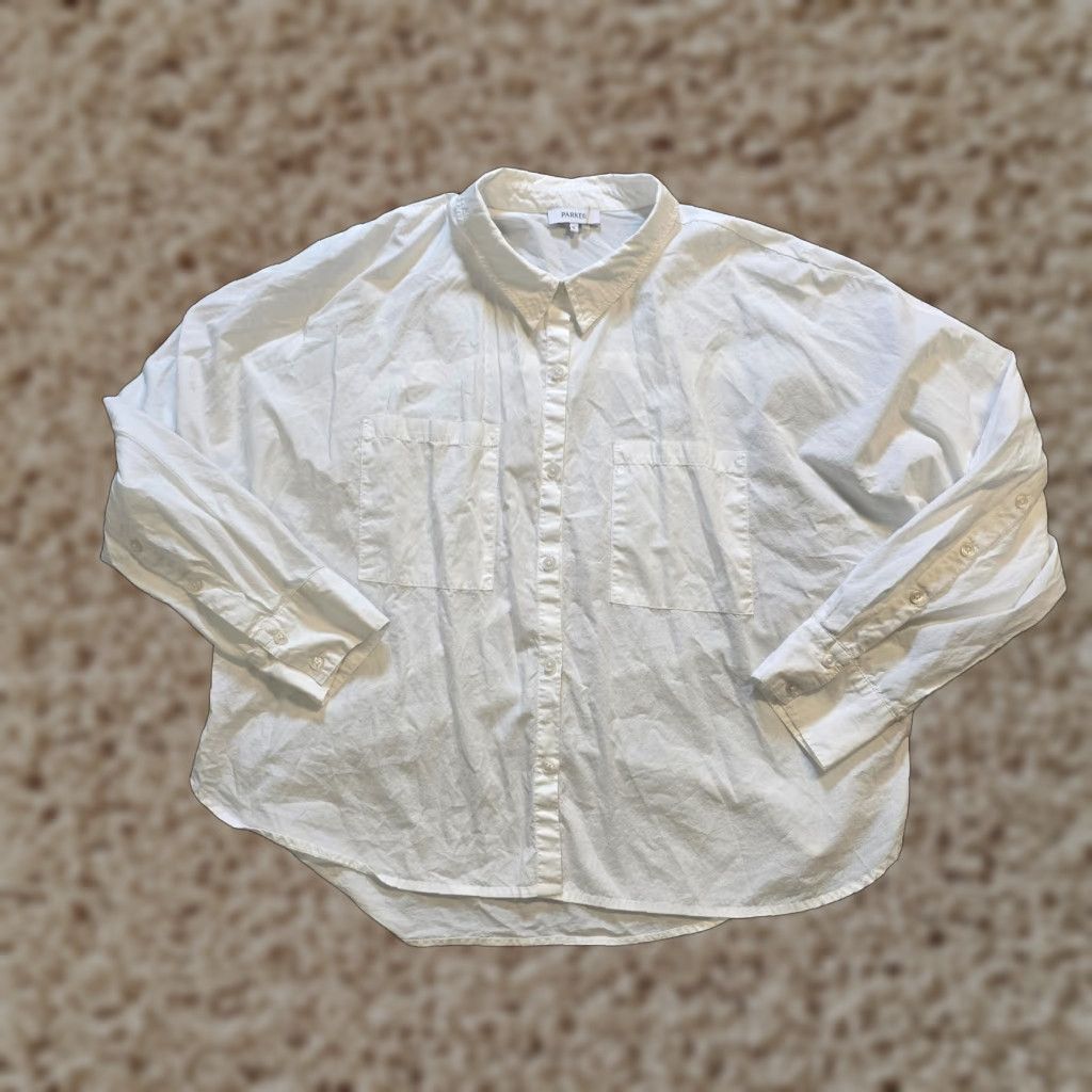 Parker Parker Top Womens XL White Button-Up Boxy Relaxed Capsule Career Minimalist Shirt Size XL / US 12-14 / IT 48-50 - 1 Thumbnail