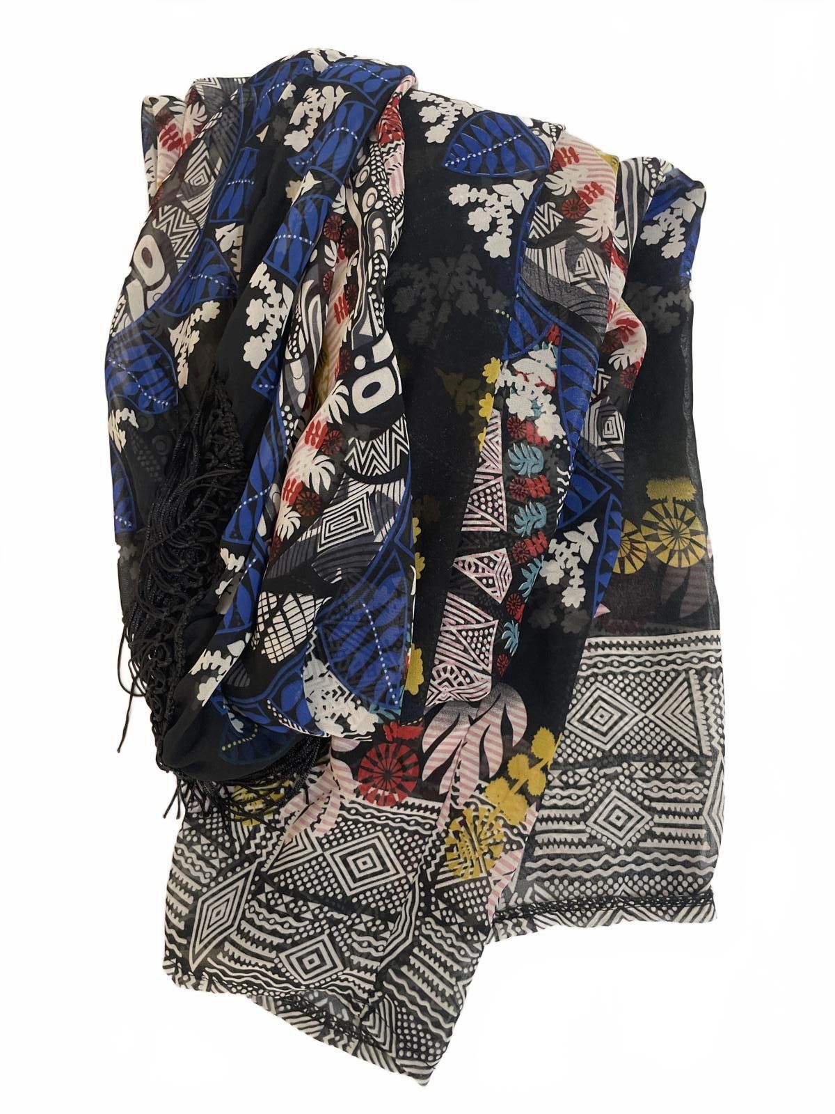 Other Kimono Robe Midi Women's OS Black Blue Fringe Boho Festival Size ONE SIZE - 7 Thumbnail
