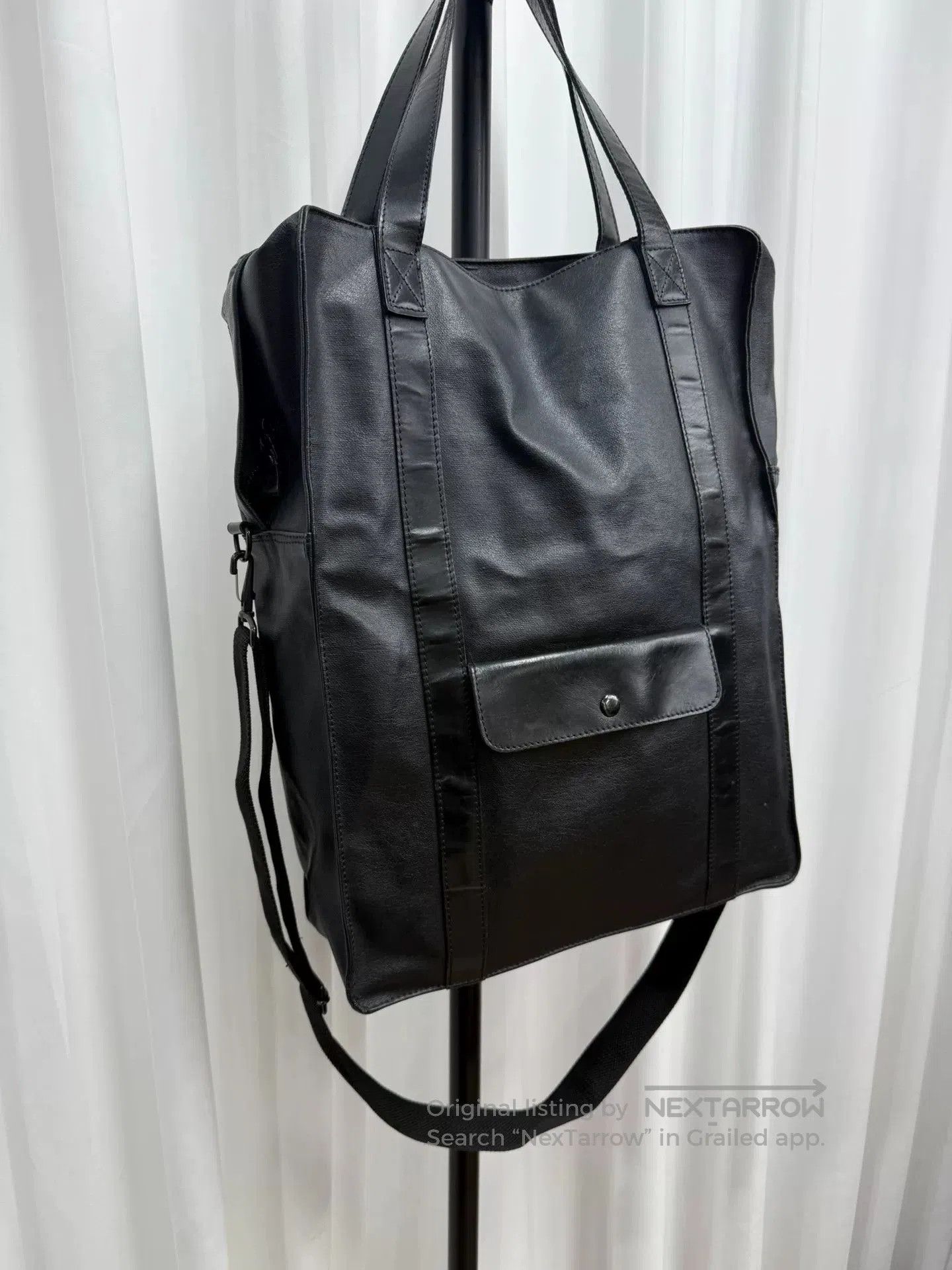 Yohji Yamamoto y's black leather tote bag for men. Size ONE SIZE - 2 Thumbnail
