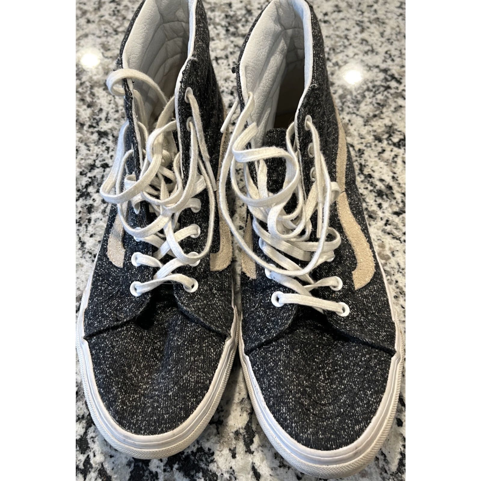 Vans VANS SK8-Hi Gray Wool Stripe Hi Top Sneakers Shoes Zip Back Men’s 8 Black Size US M / EU 48-50 / 2 - 4 Thumbnail
