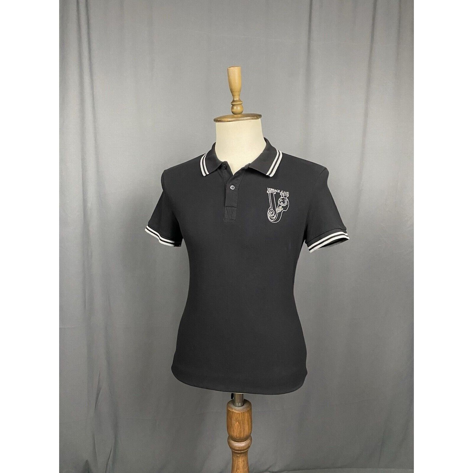 Versace Versace Big Logo Men's Black Polo T-Shirt Size 50 Size US M / EU 48-50 / 2 - 2 Thumbnail